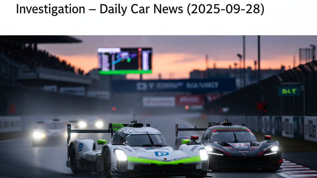 Editorial, photo-realistic HERO for an automotive daily news article titled "Proton Porsche Leads WEC 6 Hours of Fuji Under Investigation – Daily Car