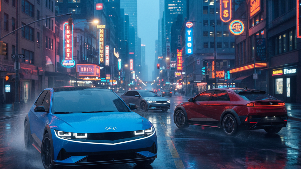 Editorial, photo-realistic HERO for an automotive daily news article titled "Hyundai Ioniq 5 N Promises Thrilling Driving Experience – Daily Car News