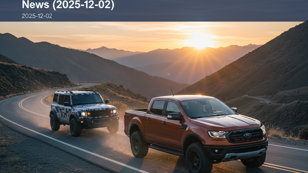 Editorial, photo-realistic HERO for an automotive daily news article titled "Ford Ranger Expands Tougher 2026 Lineup – Daily Car News (2025-12-02)". D