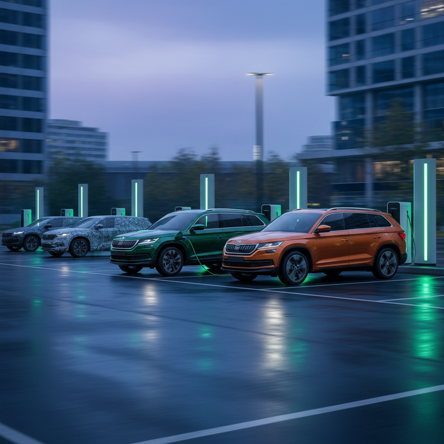 Editorial, photo-realistic HERO for an automotive daily news article titled "Skoda Kodiaq PHEV Priced for Australia – Daily Car News (2025-12-04)". De