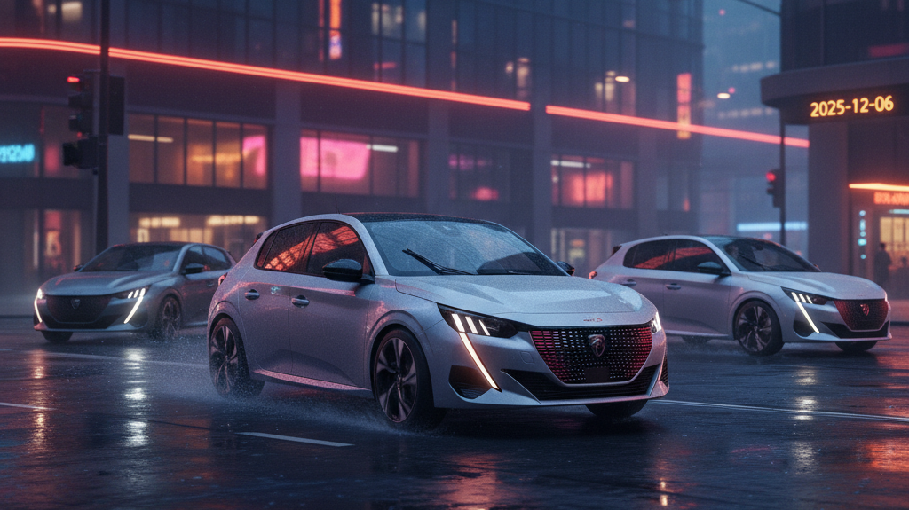 Editorial, photo-realistic HERO for an automotive daily news article titled "Peugeot GTi Revival Plans Unveiled – Daily Car News (2025-12-06)". Depict