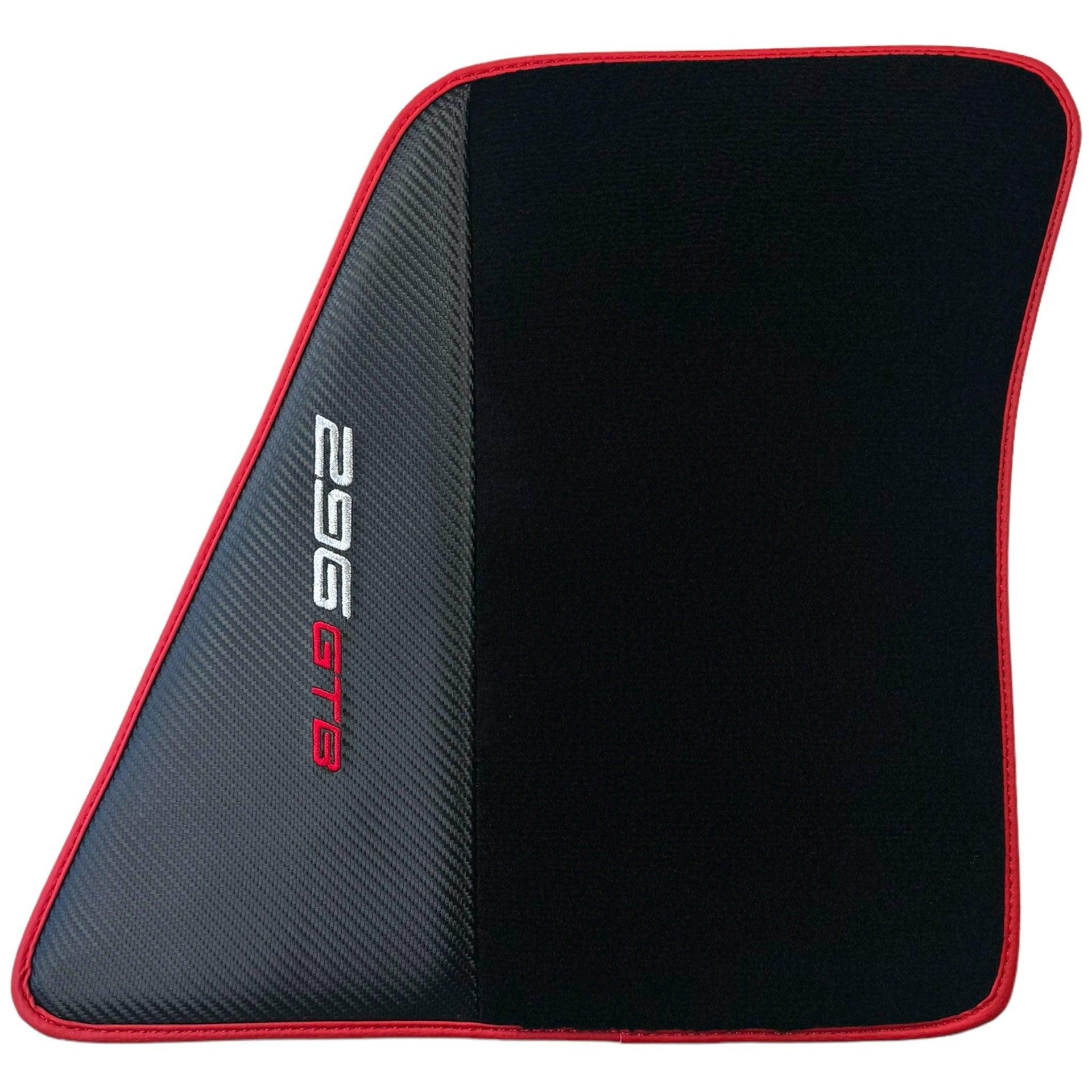 Black Floor Mats for Ferrari 296 GTB (2022-2024) with Carbon Fiber | Red Trim - AutoWin