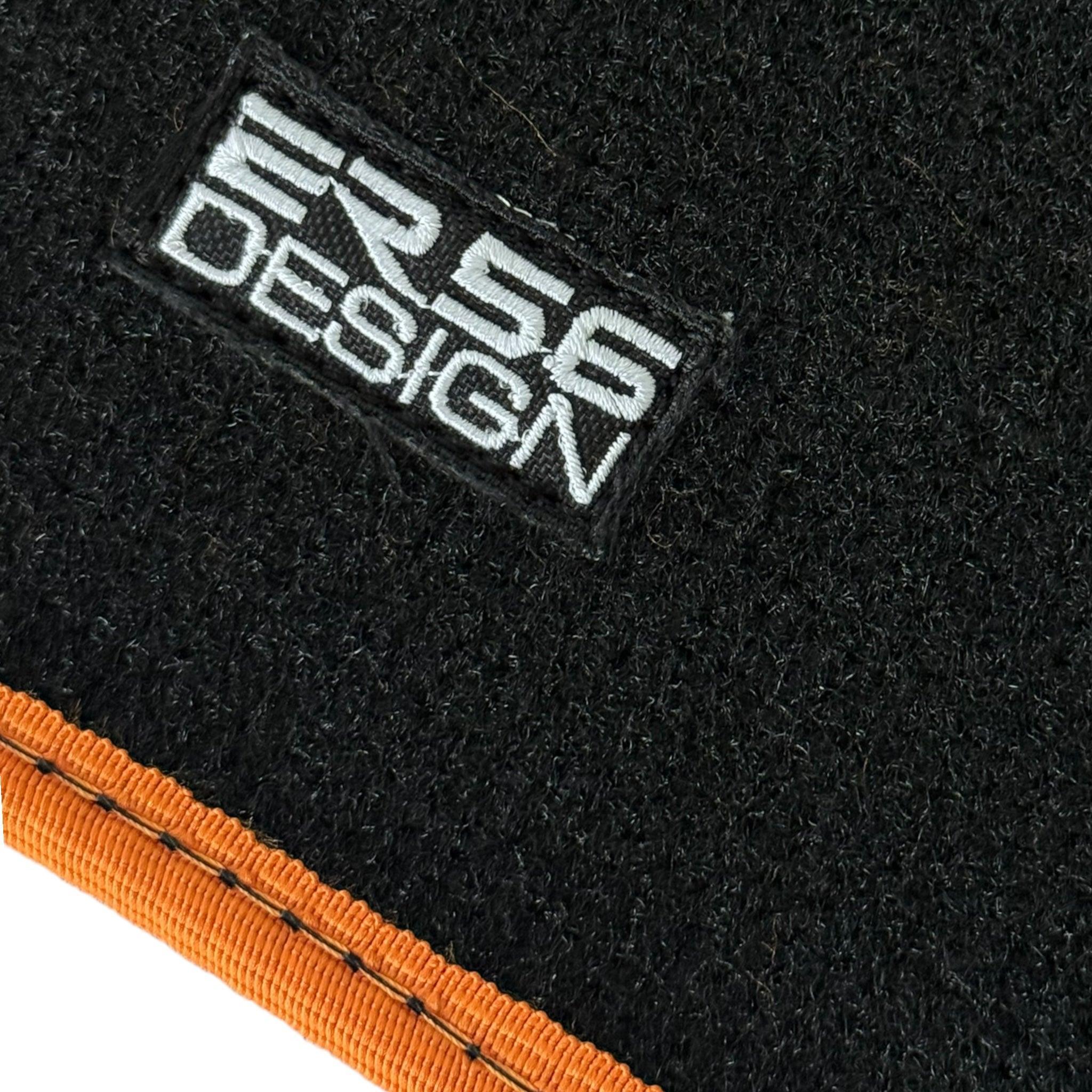 Black Sheepskin Floor Mats for Rolls-Royce Cullinan | Orange Trim - AutoWin