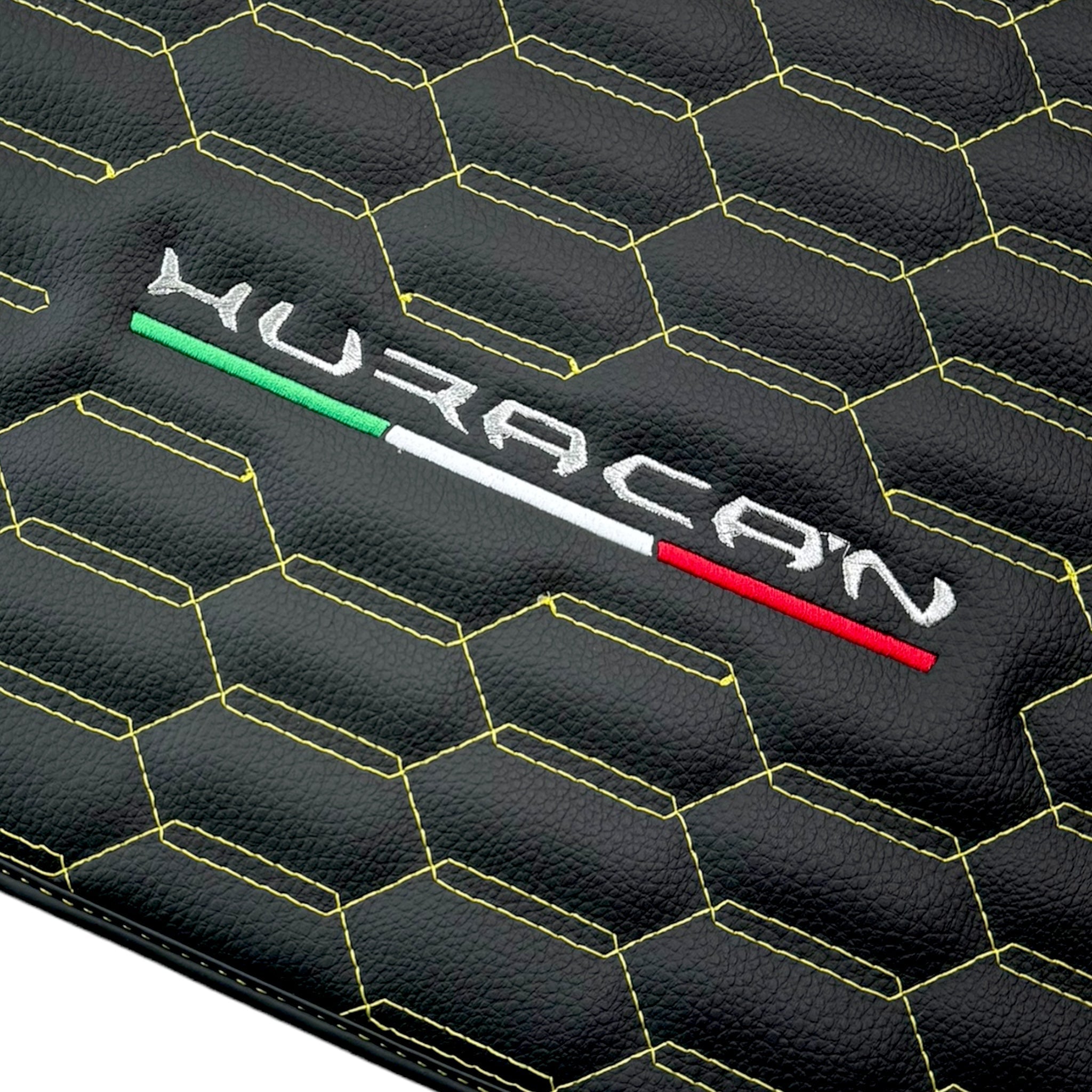 Floor Mats for Lamborghini Huracan Leather Yellow Stitching