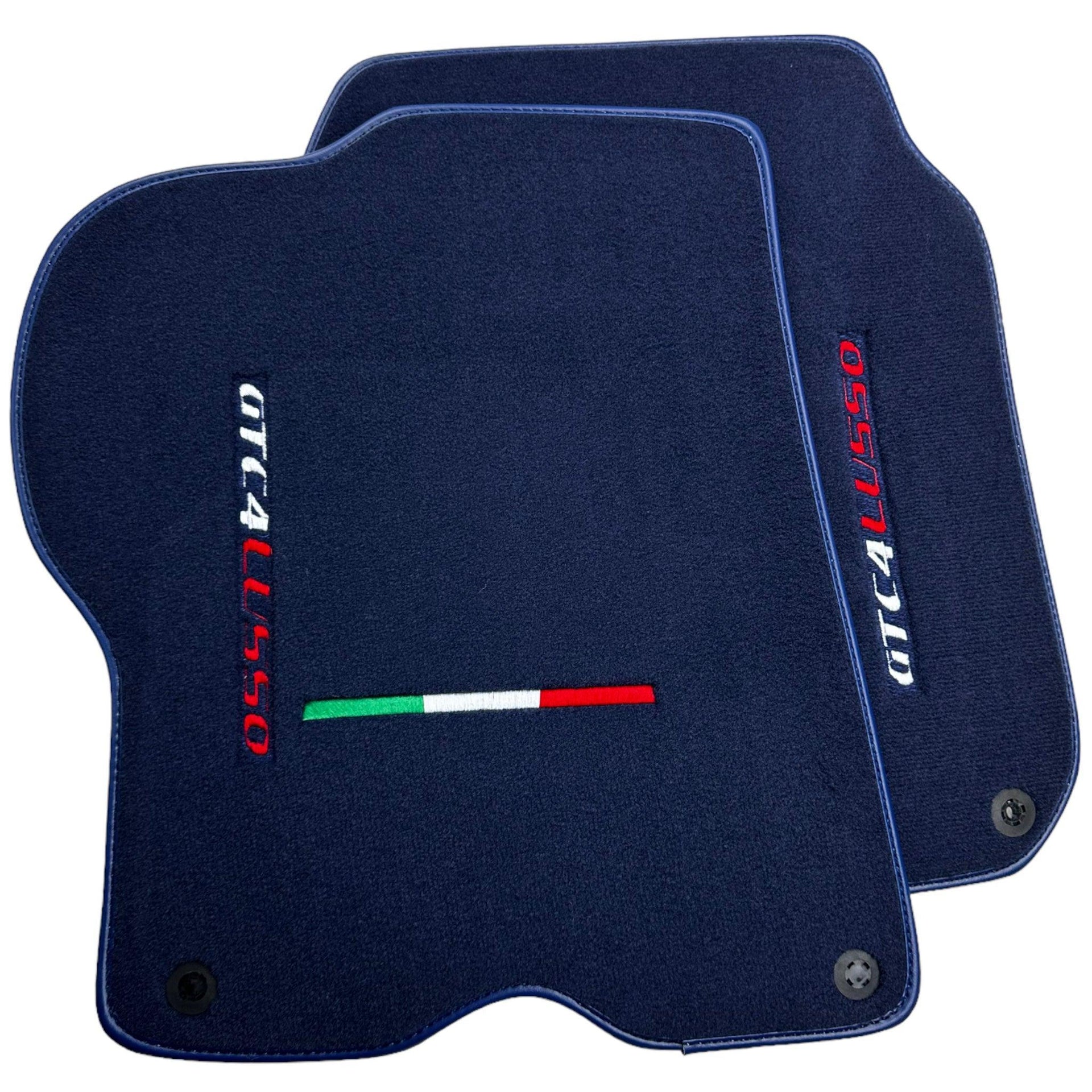 Dark Blue Floor Mats For Ferrari GTC4 Lusso (2016-2023) Italian Edition - AutoWin