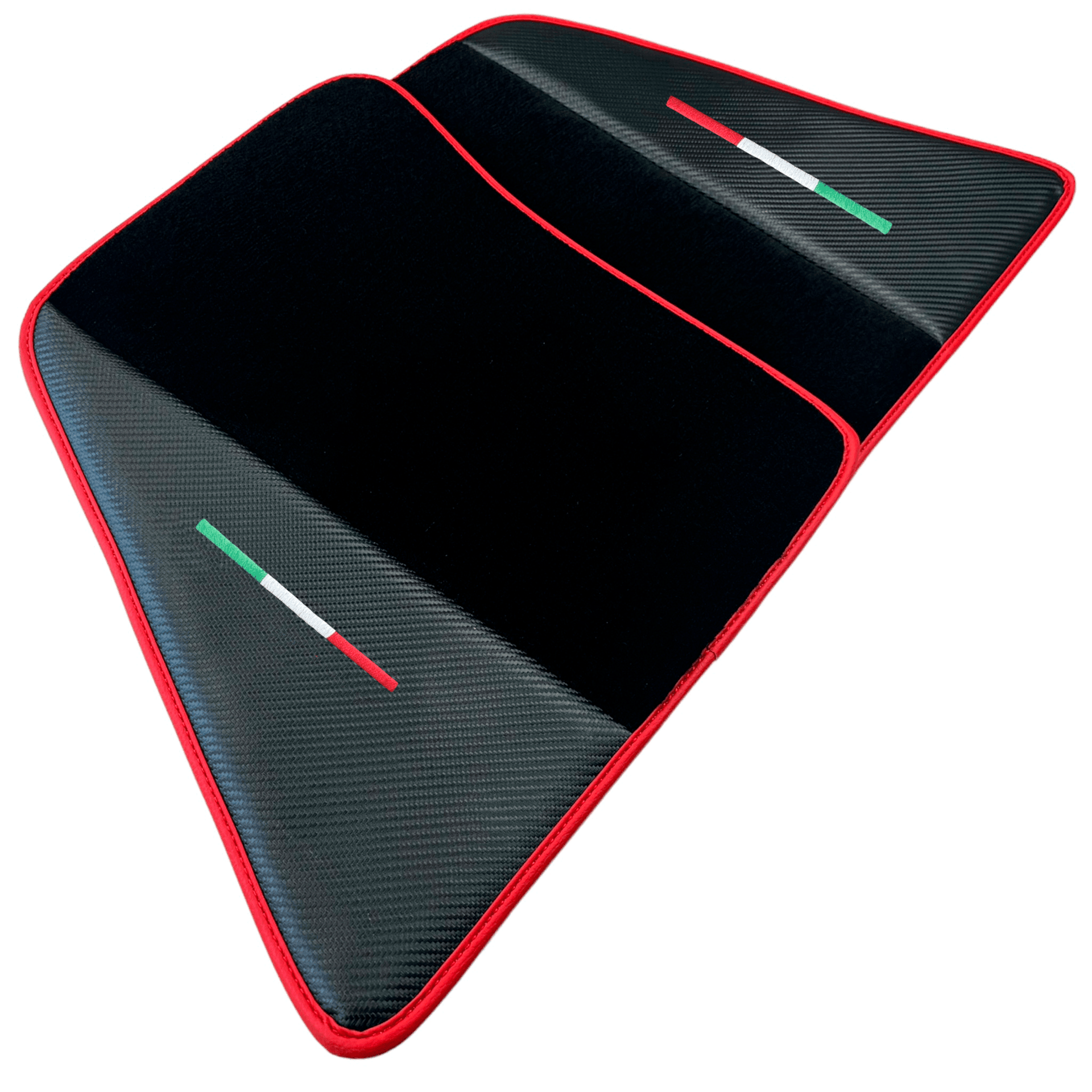 Black Floor Mats for Ferrari 296 GTB (2022-2024) with Carbon Fiber | Red Trim - AutoWin