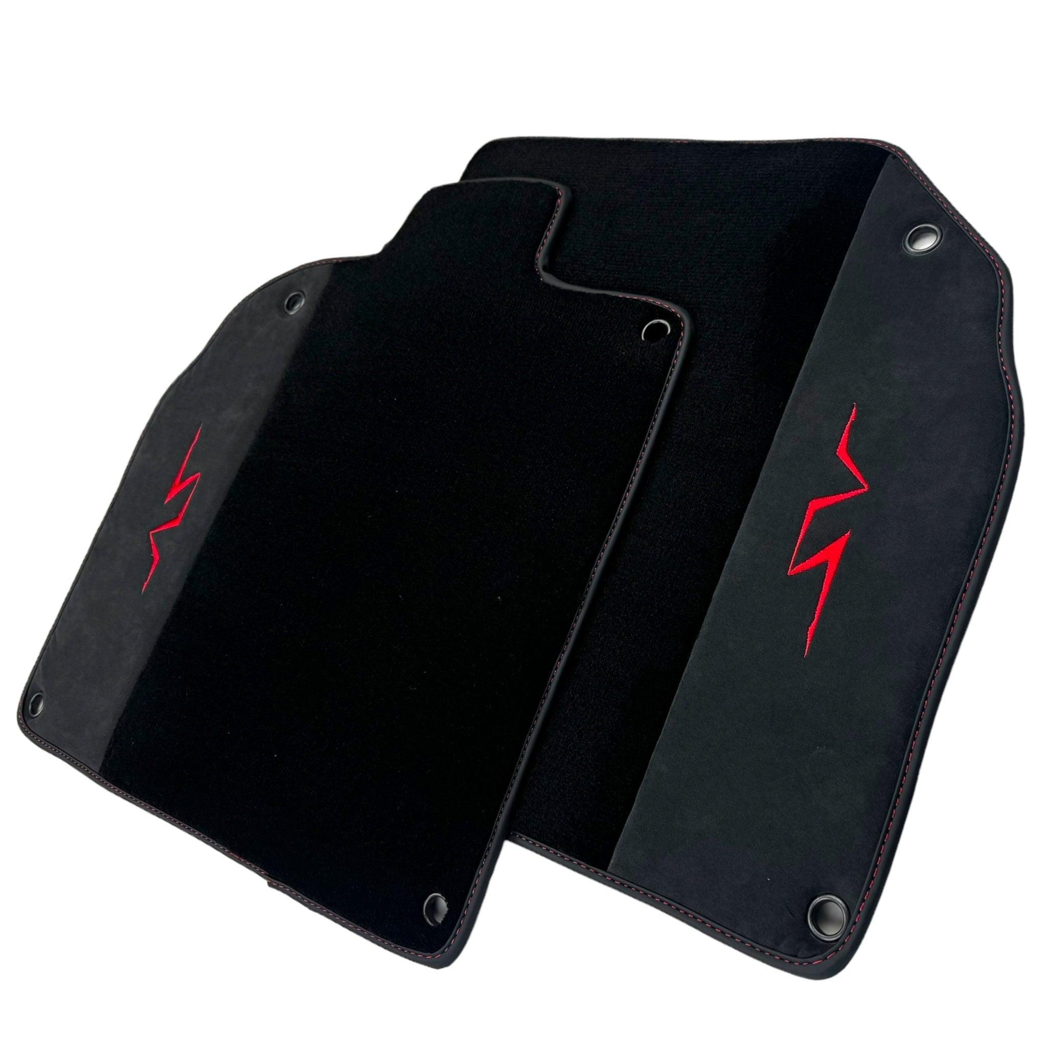 Black Floor Mats for Lamborghini Aventador SV with Alcantara Leather - AutoWin