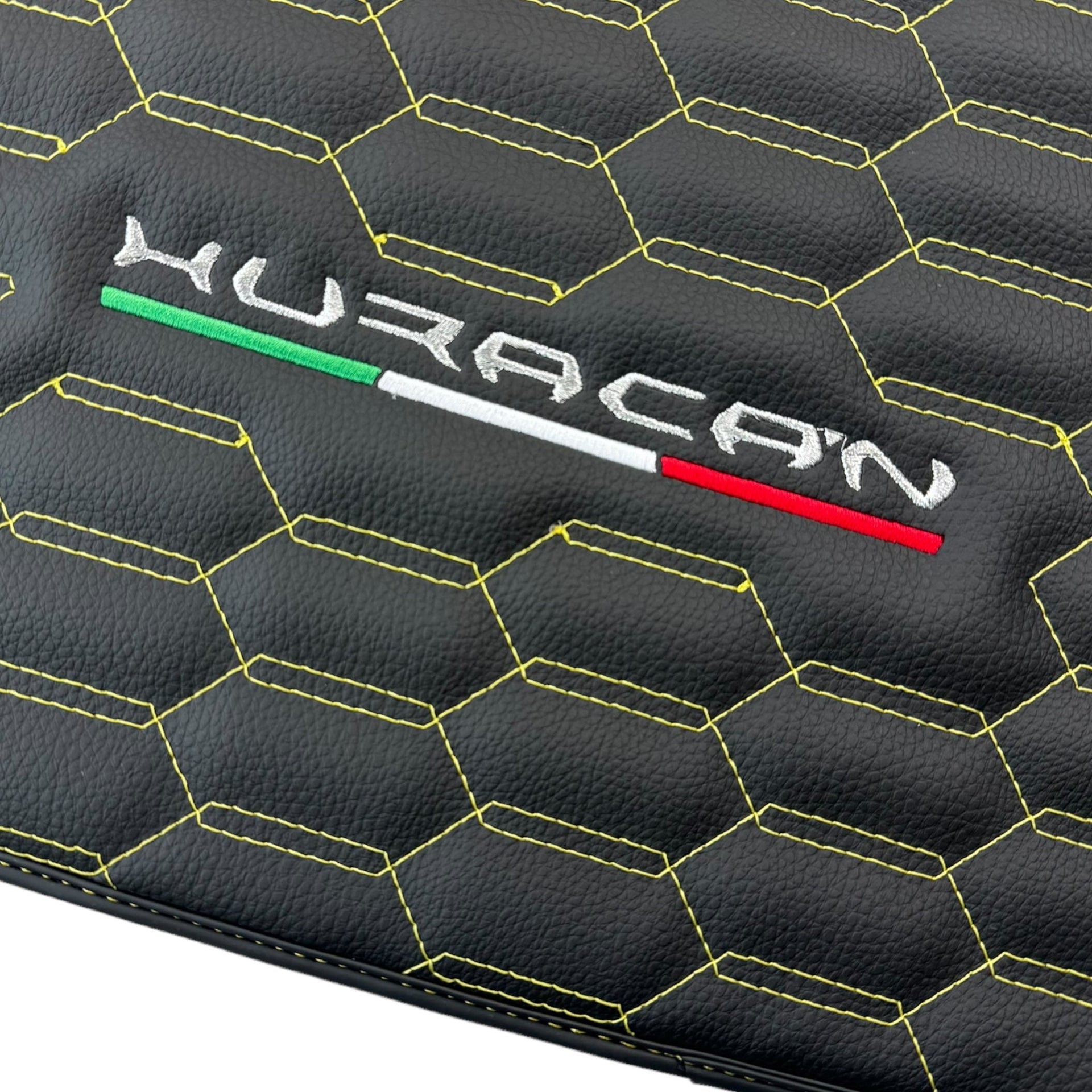 Floor Mats for Lamborghini Huracan Leather Yellow Stitching