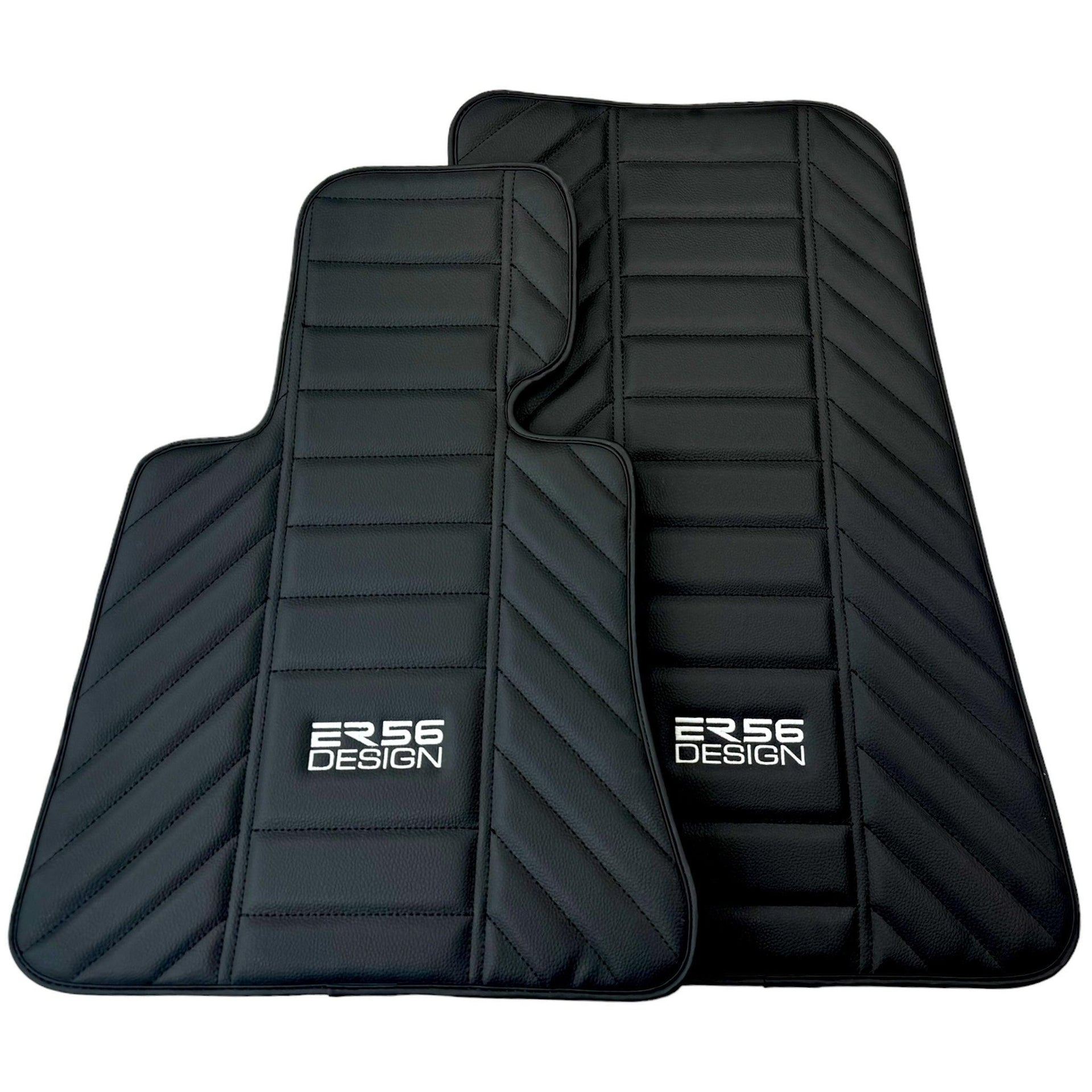 Black Leather Floor Mats for Rolls Royce Phantom Drophead Coupe (2007-2016) ER56 Design - AutoWin