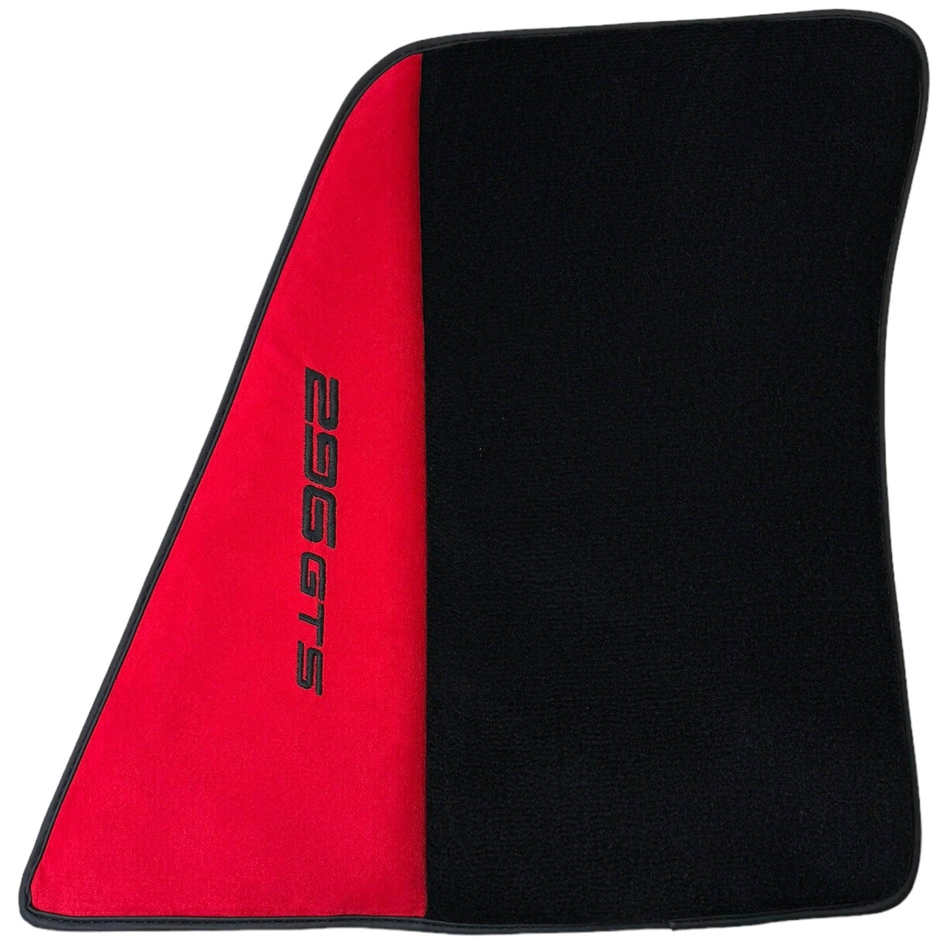 Black Floor Mats for Ferrari 296 GTS (2022-2024) with Red Alcantara Leather - AutoWin