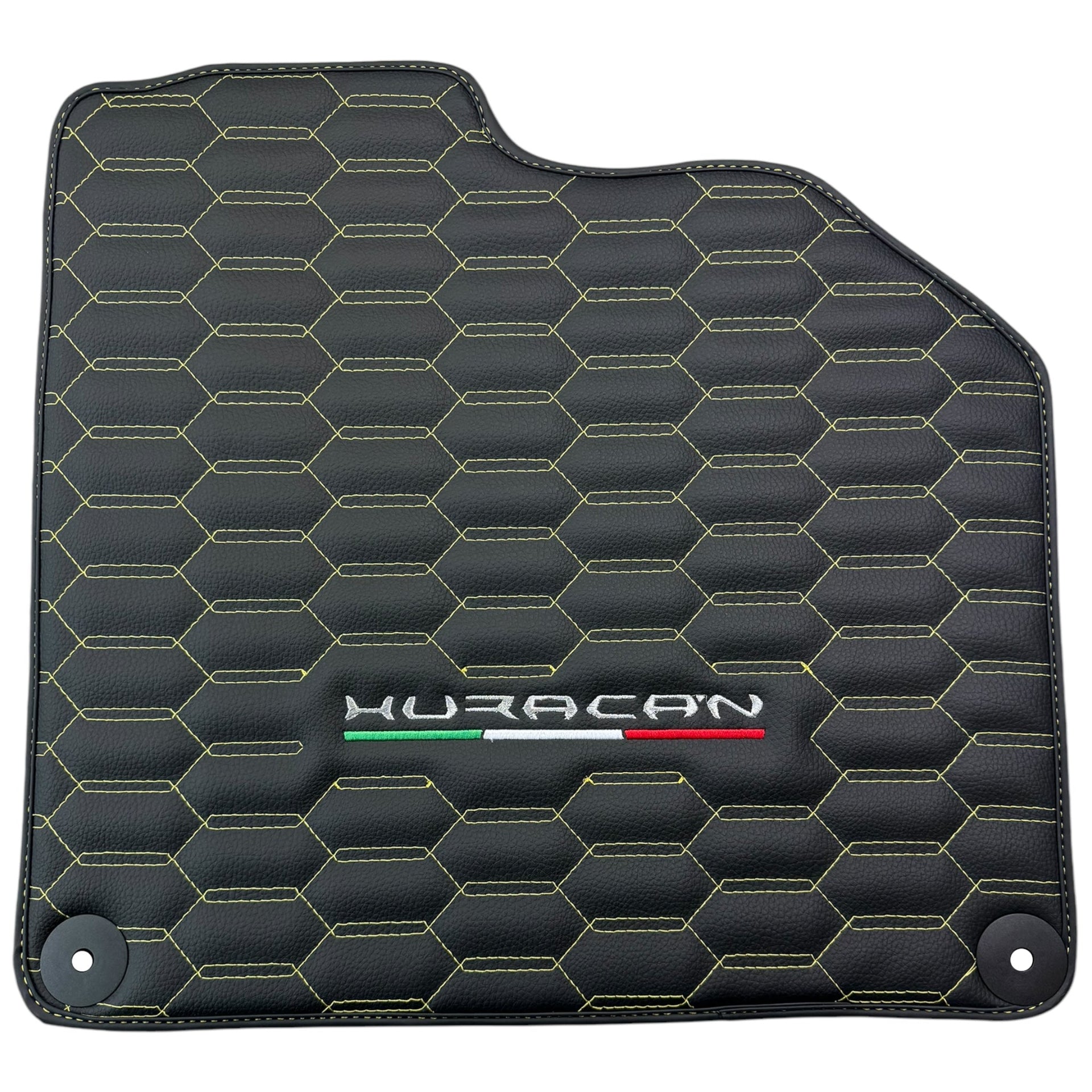 Floor Mats for Lamborghini Huracan Leather Yellow Stitching