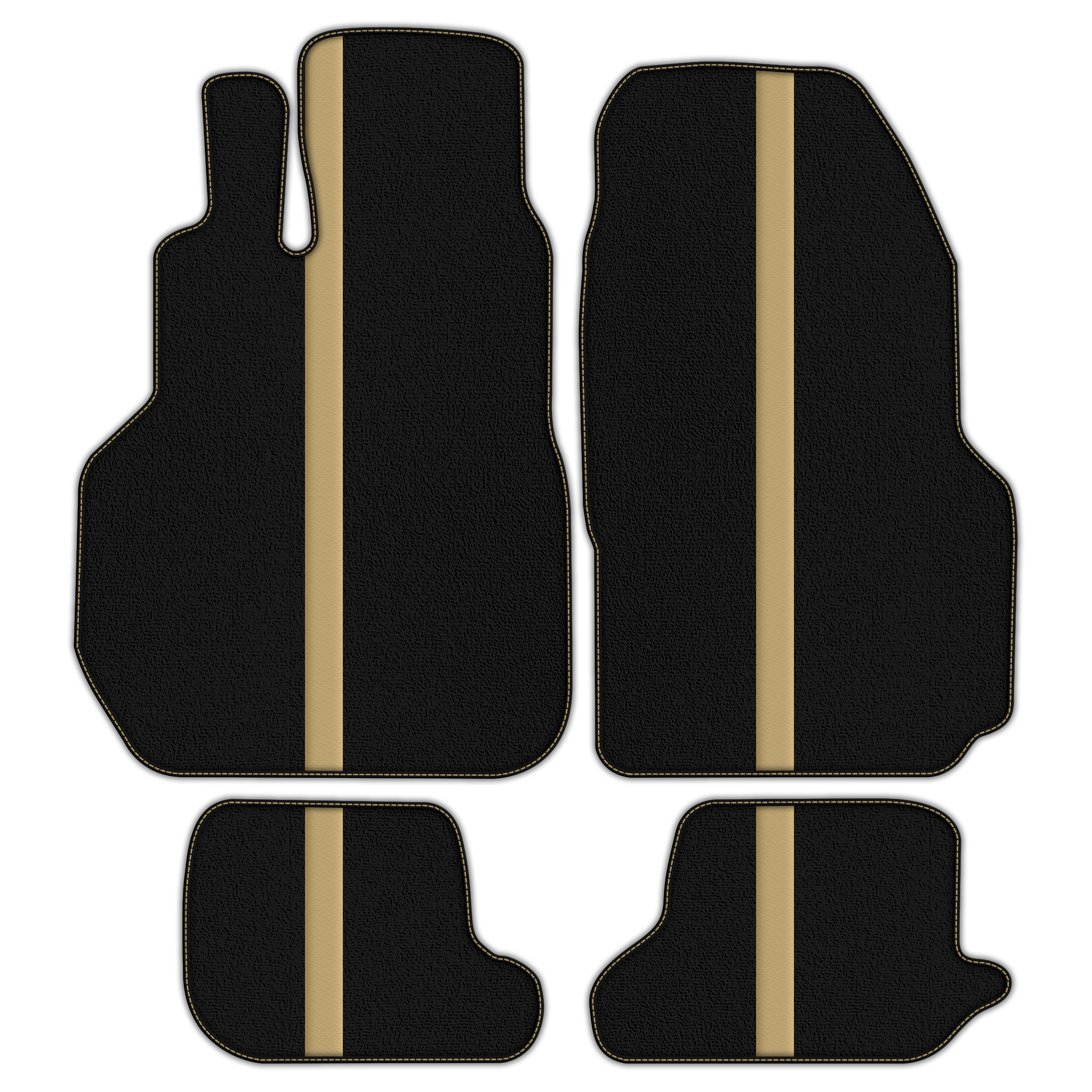 Black Floor Mats with Leather Line for Nissan GT-R (2009-2023) - Various Colors