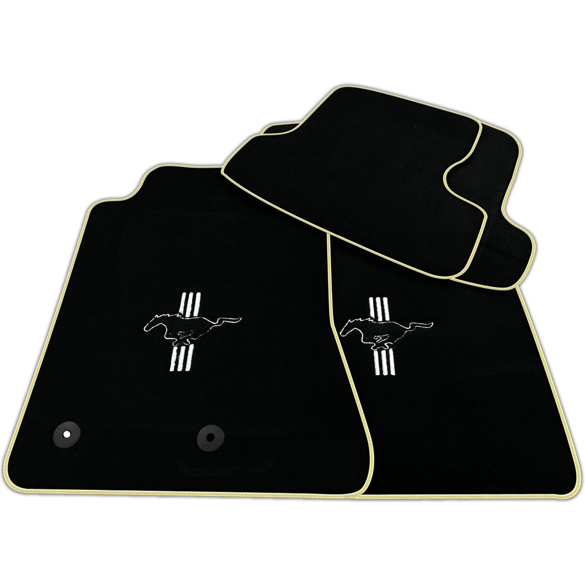 Black Floor Mats For Ford Mustang VI (2015-2023) with Pony | Various Trim Colors