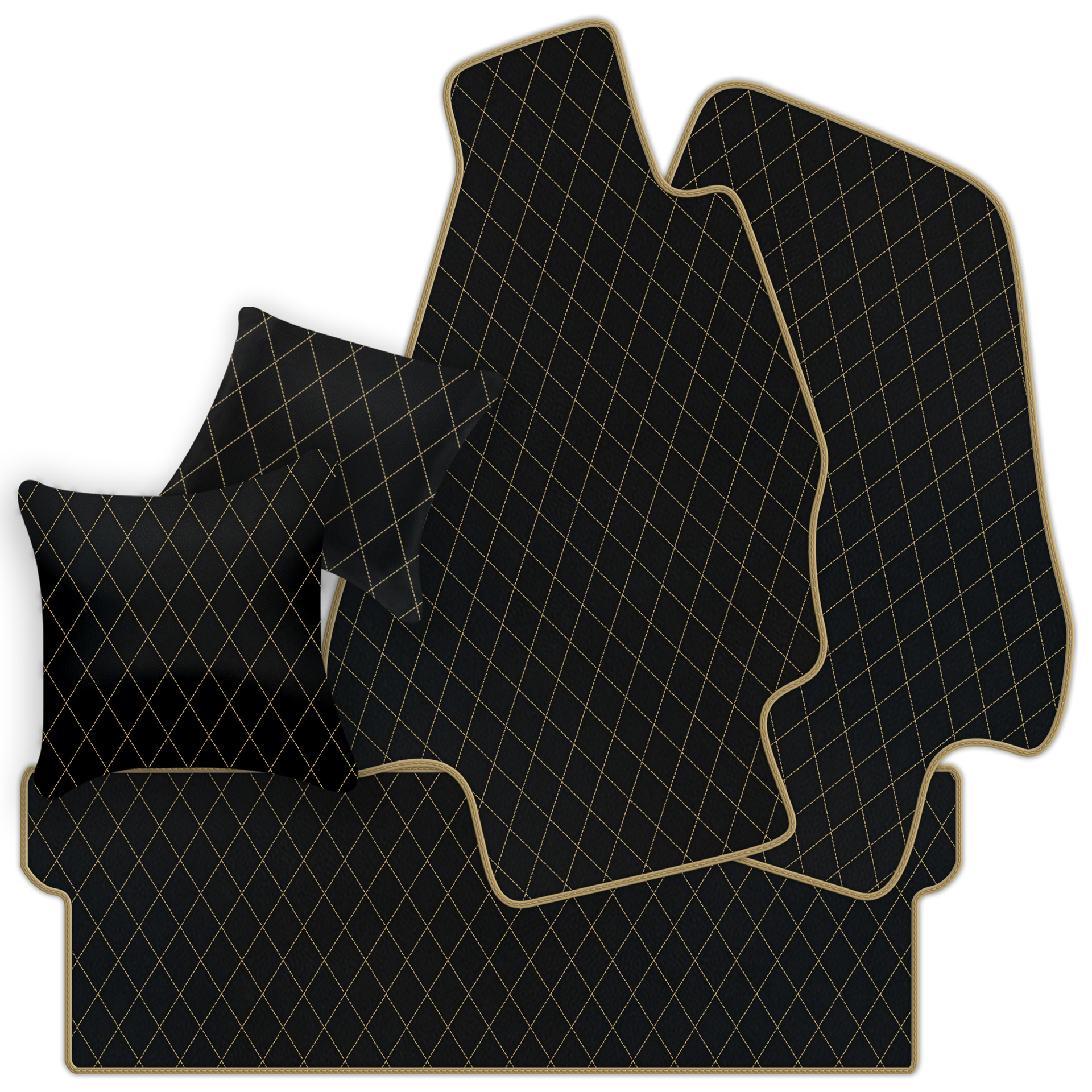 Customizable Leather Trunk Floor Mats with Double Diamond Pattern for Ferrari Dino GT4 (1973-1979) - AutoWin