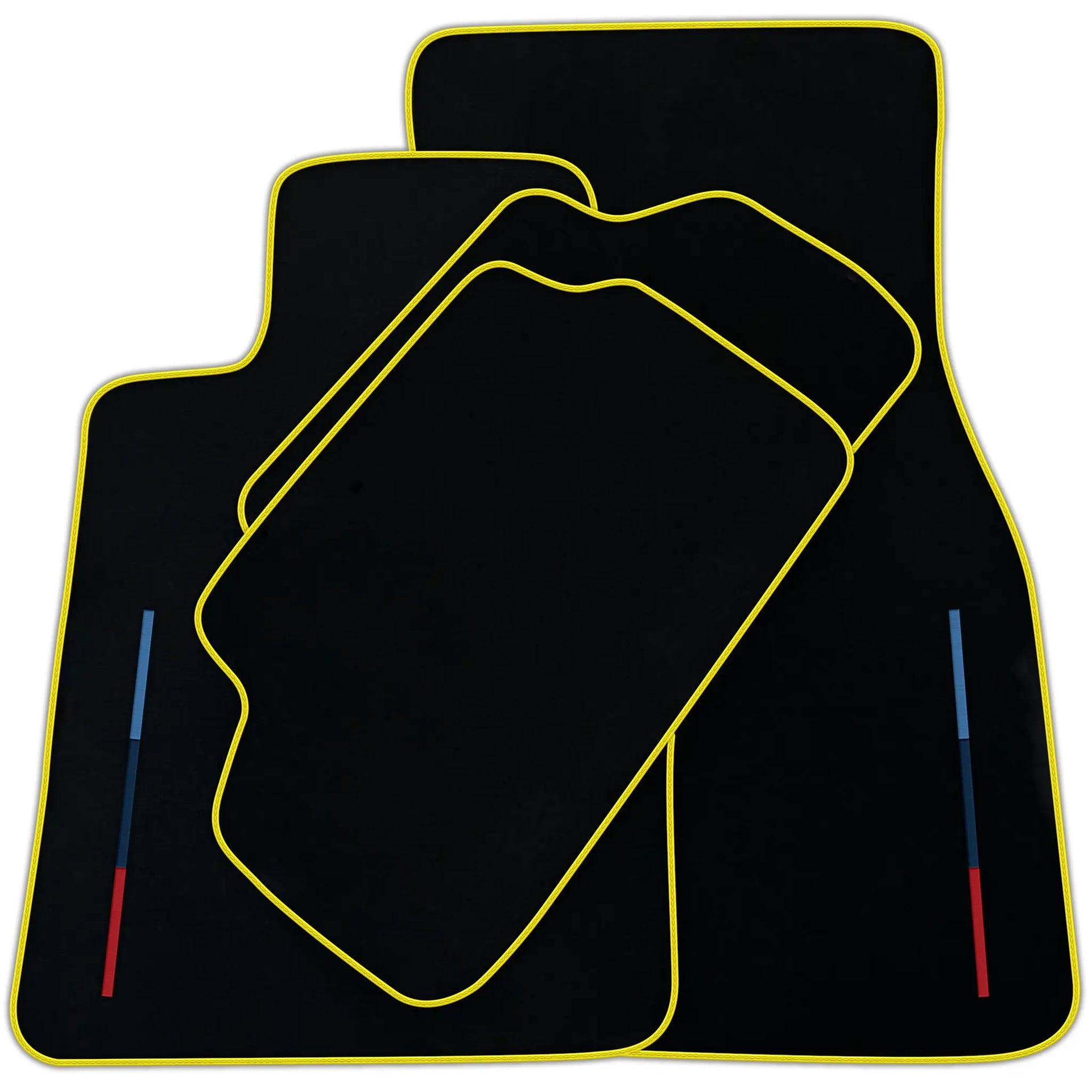 Black Floor Mats For BMW G60 (2023-2026) Sedan With 3 Color Stripes Tailored Set Perfect Fit | Various Trim Colors