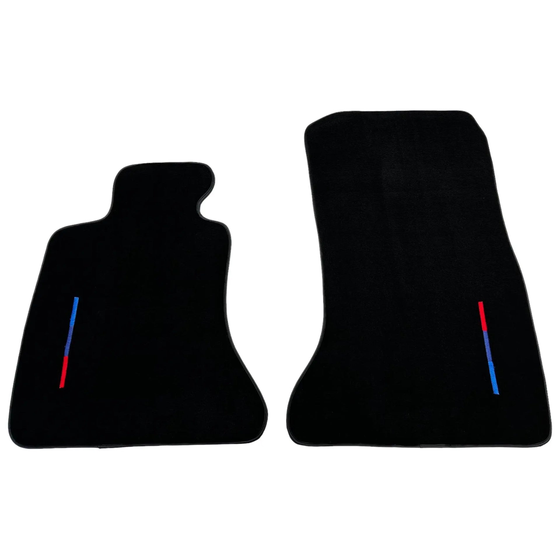 Black Floor Mats For BMW 7 Series F02 Long With Color Stripes Tailored Set Perfect Fit - AutoWin