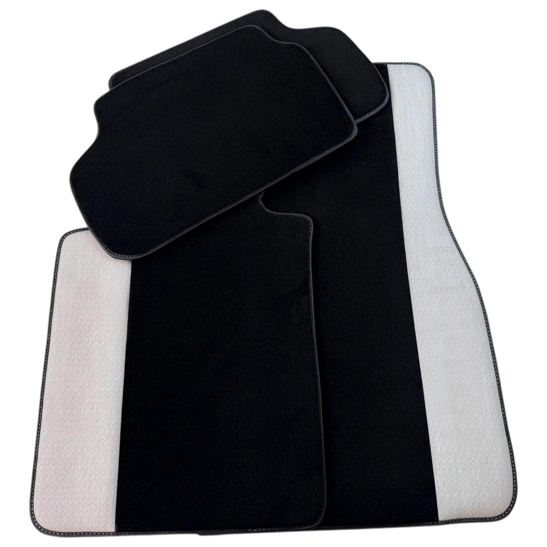 Black Floor Mats for BMW U06 (2022-2026) with Gray Leather Borders