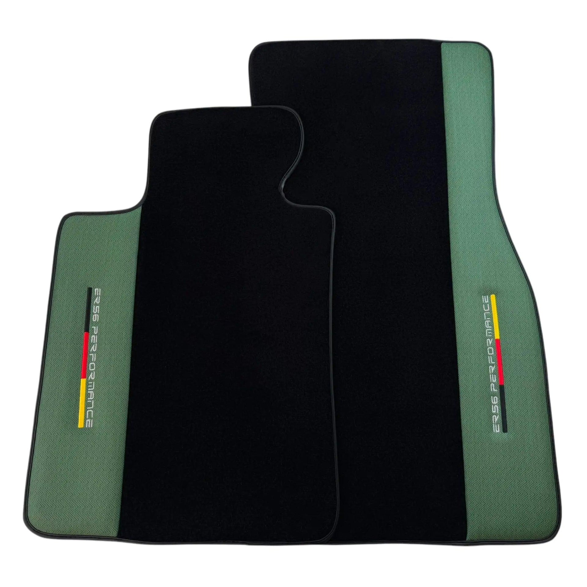 Black Floor Mats for BMW F74 Gran Coupe (2025-2026) with Green Leather ER56 Performance