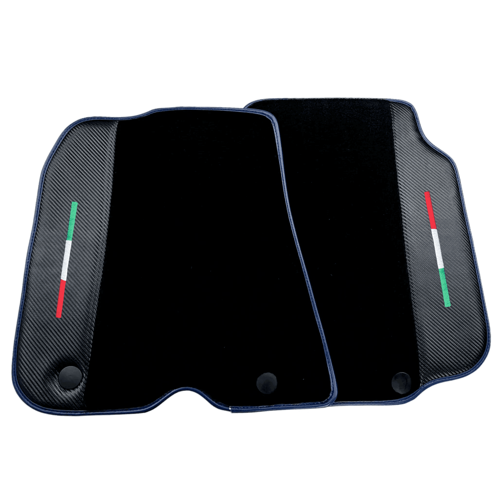 Black Floor Mats for Ferrari 812 Superfast (2018-2023) with Carbon Leather | Blue Trim - AutoWin
