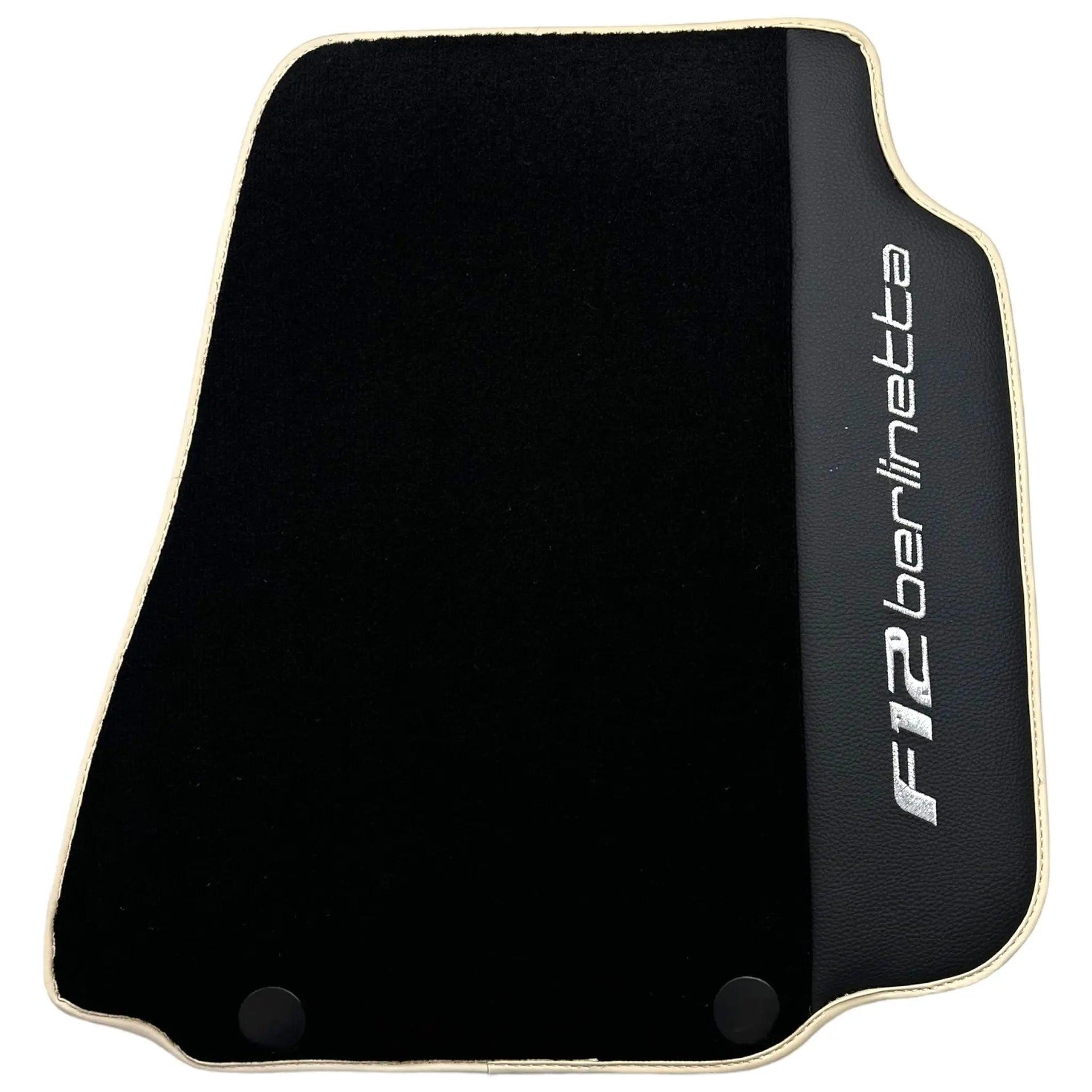 Black Floor Mats for Ferrari F12 Berlinetta (2012-2022) with Leather - AutoWin