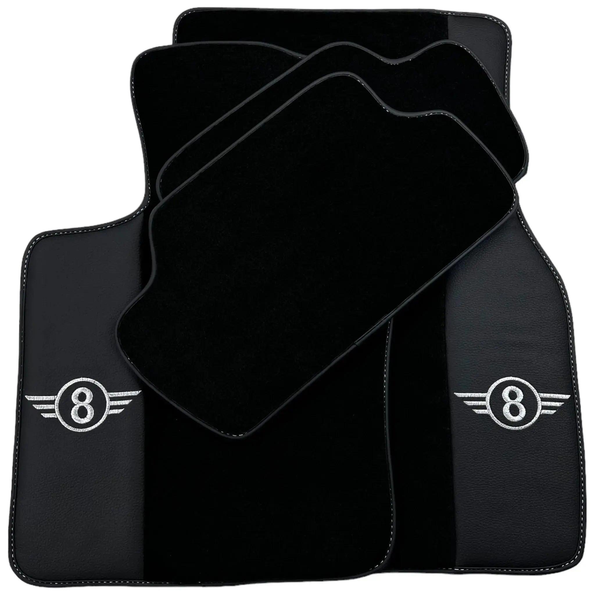 Black Floor Mats for Mini Cabrio R57 Convertible (2009-2016) with Leather - AutoWin