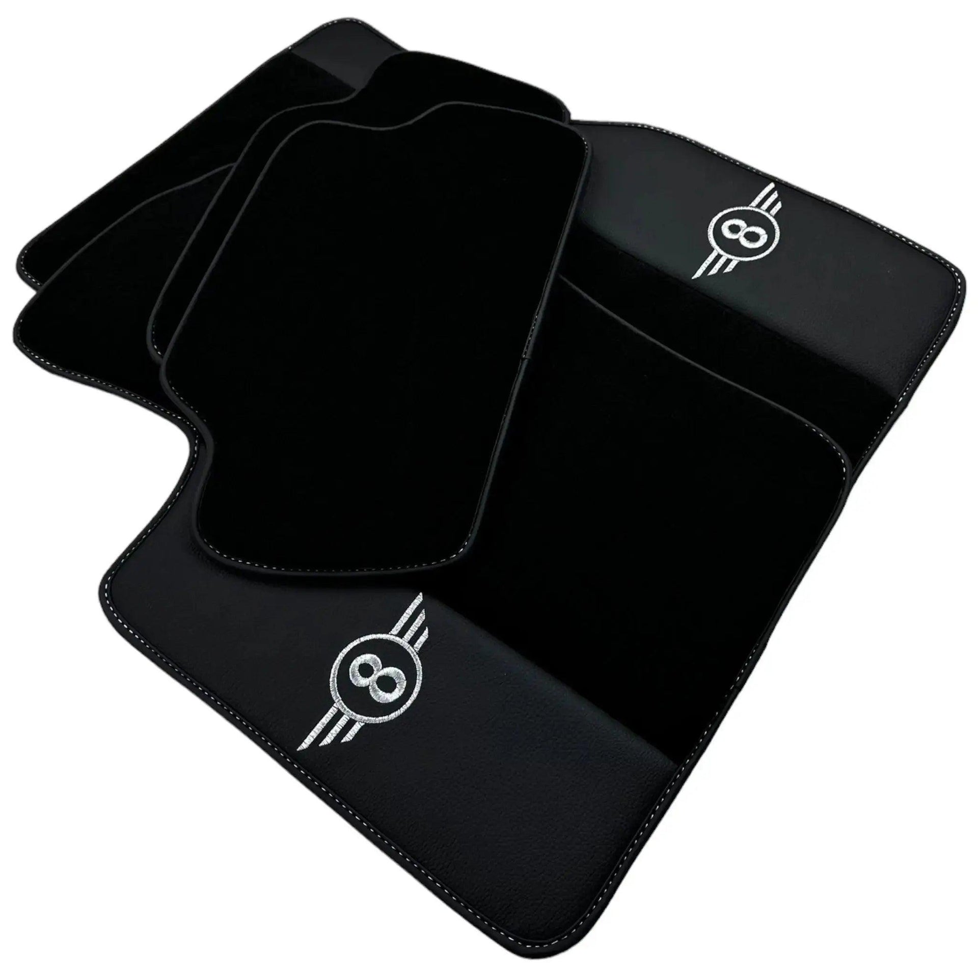 Black Floor Mats for Mini Countryman F60 (2017-2023) with Leather - AutoWin