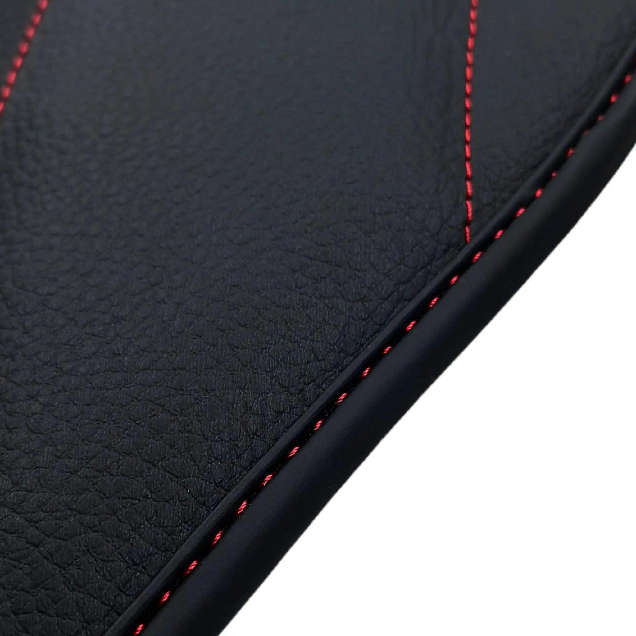 Black Leather Floor Mats For Mercedes Benz V-Class 447 Front (2014-2019) | ER56 Design - AutoWin