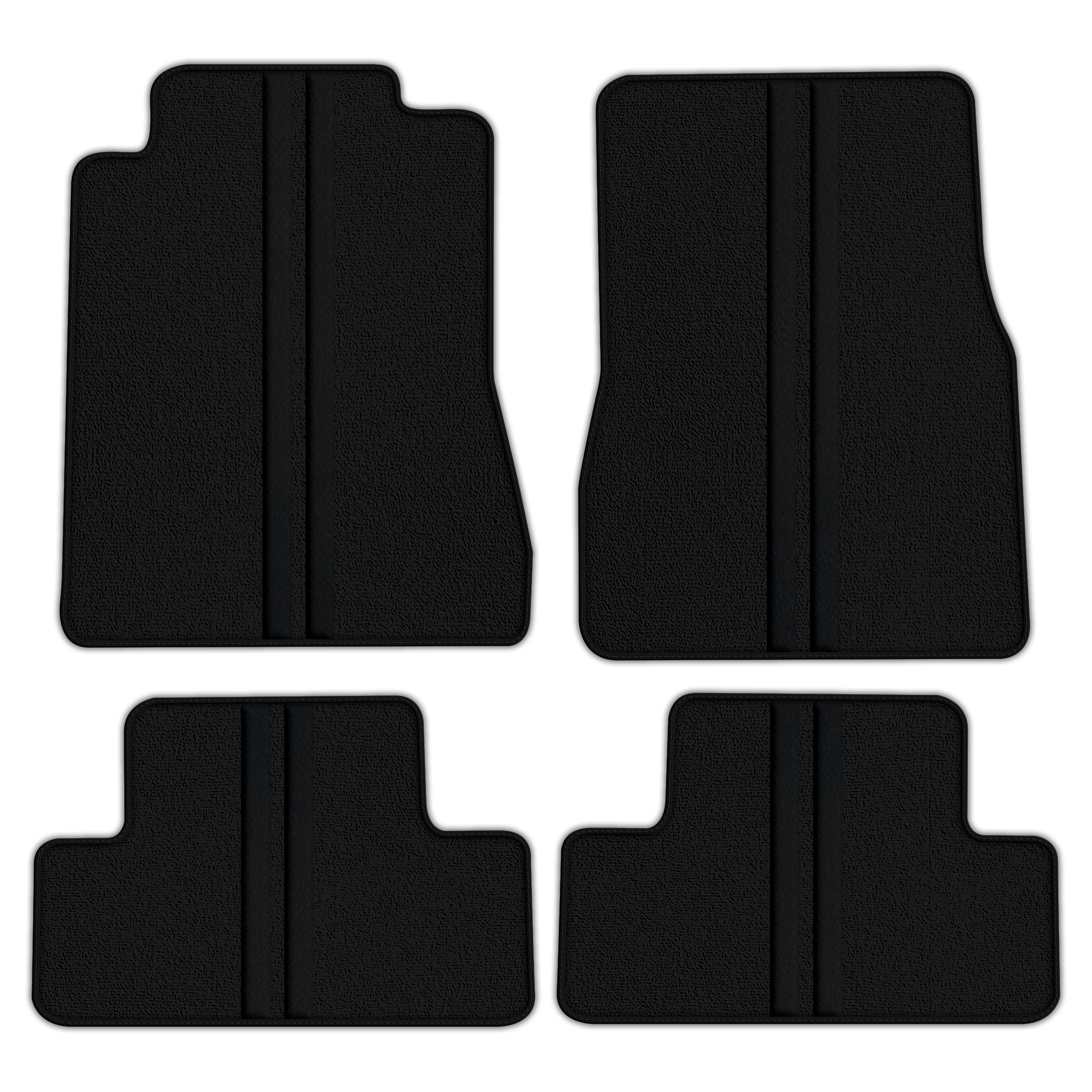 Black Floor Mats with Leather Line for Ford Mustang V FL (2011-2014) - Various Colors