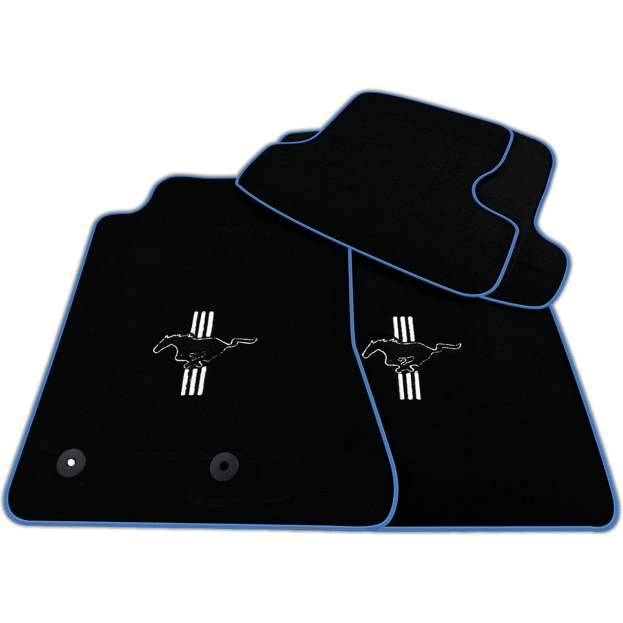 Black Floor Mats For Ford Mustang VI (2015-2023) with Pony | Various Trim Colors
