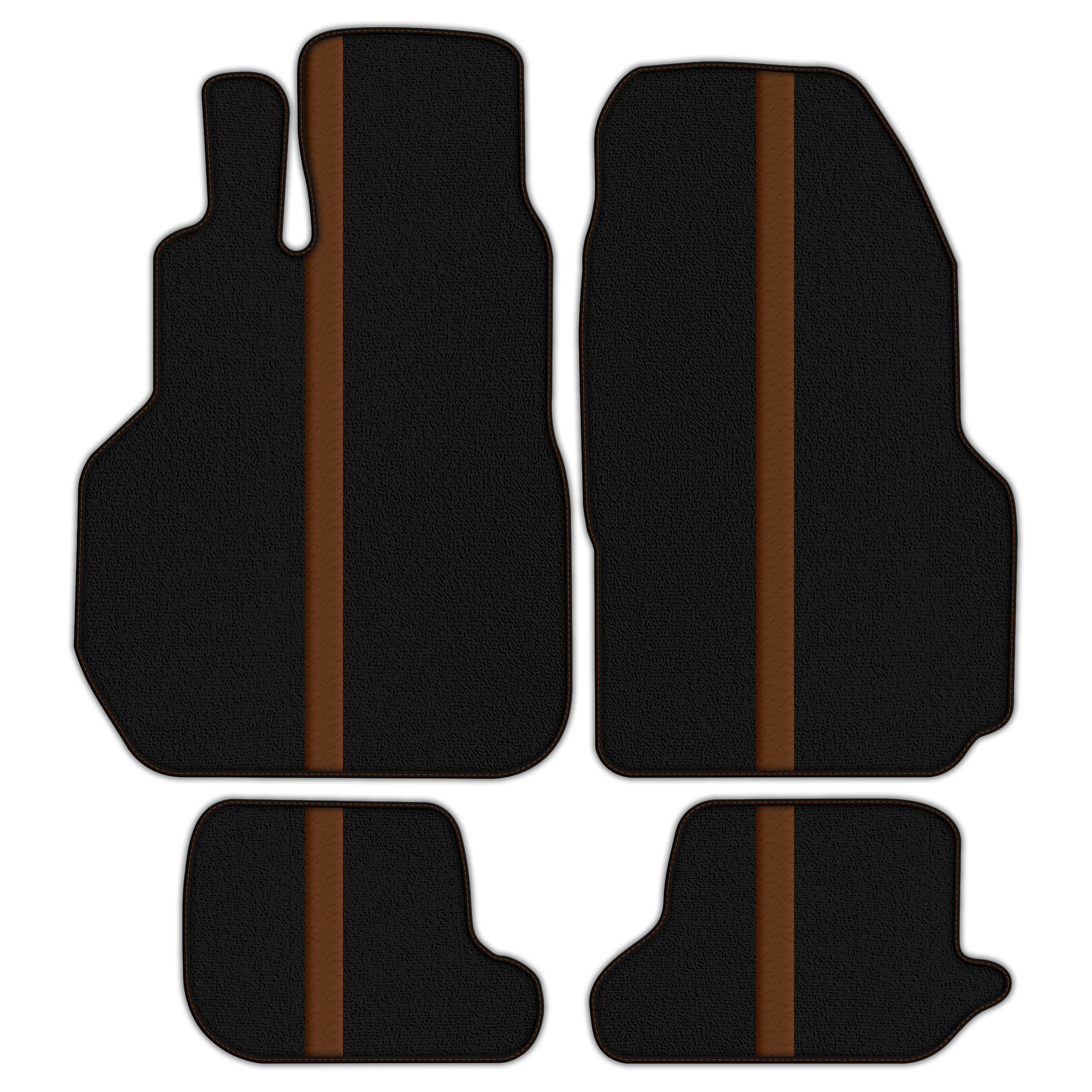 Black Floor Mats with Leather Line for Nissan GT-R (2009-2023) - Various Colors