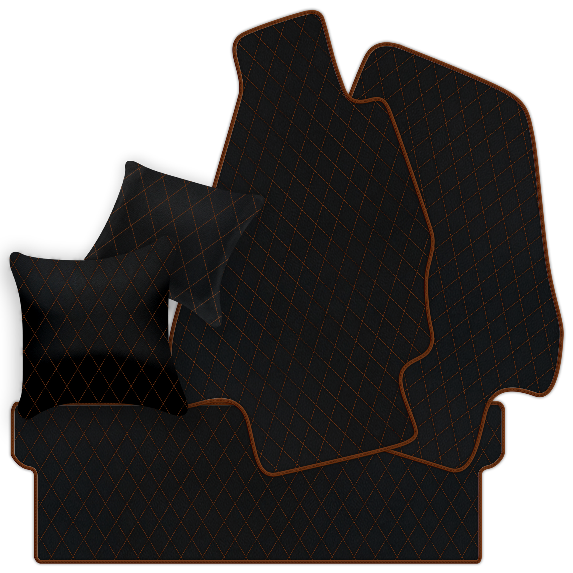 Customizable Leather Trunk Floor Mats with Double Diamond Pattern for Ferrari Dino GT4 (1973-1979) - AutoWin