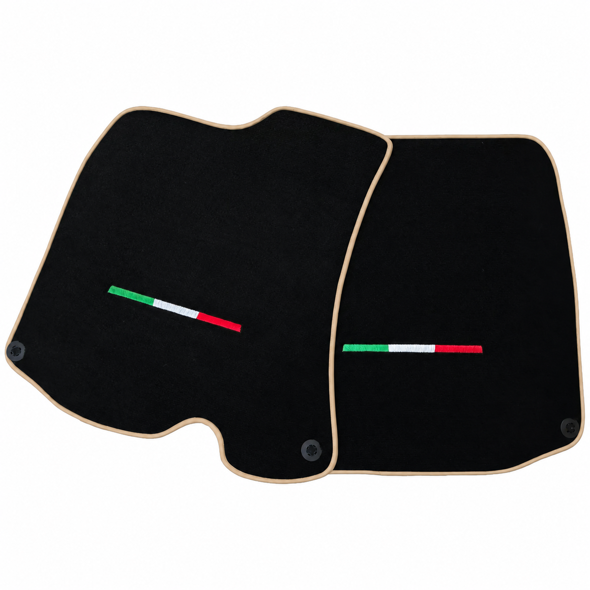 Black Floor Mats For Ferrari Roma (2021-2027) with Leather and Beige Trim