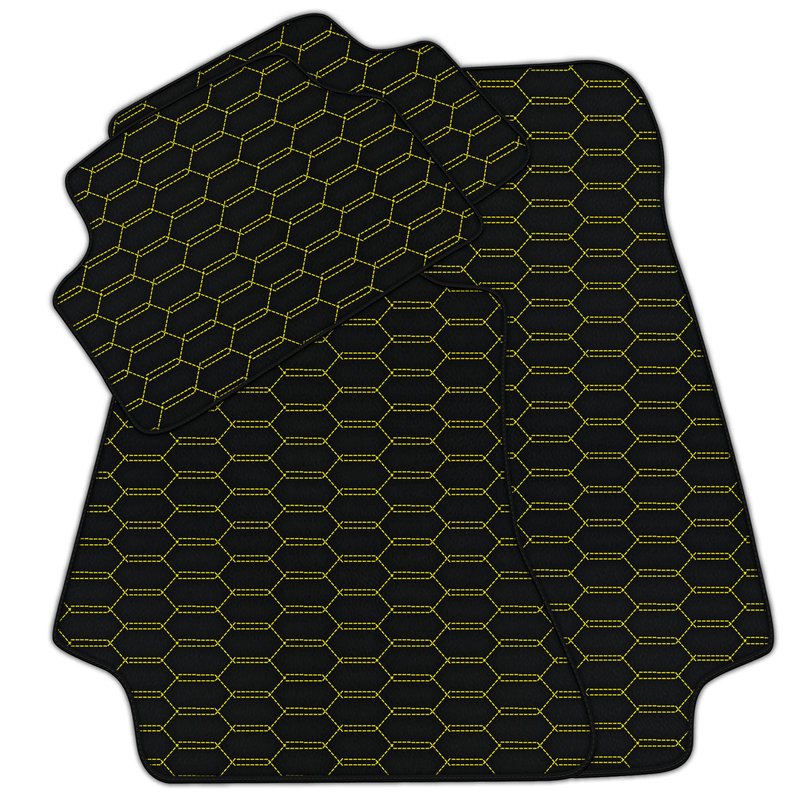 Customizable Leather Floor Mats with Interlaced Hex Pattern for Mercedes Benz C-Class C205 Coupe Facelift (2018-2023)