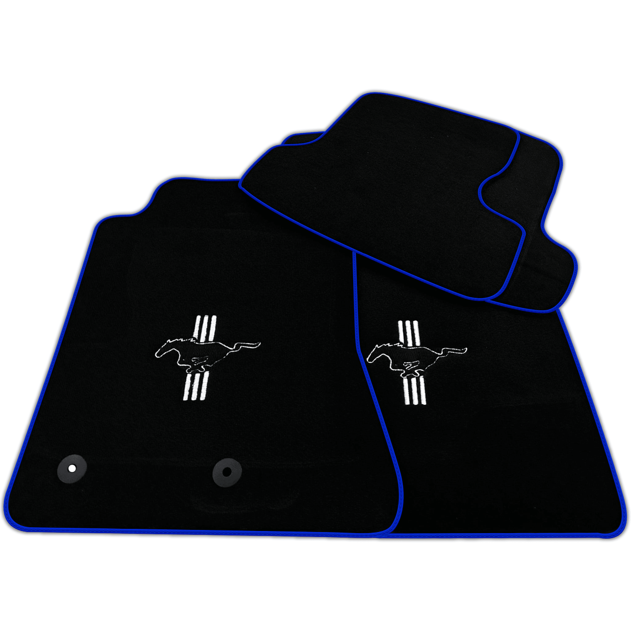 Black Floor Mats For Ford Mustang VI (2015-2023) with Pony | Various Trim Colors