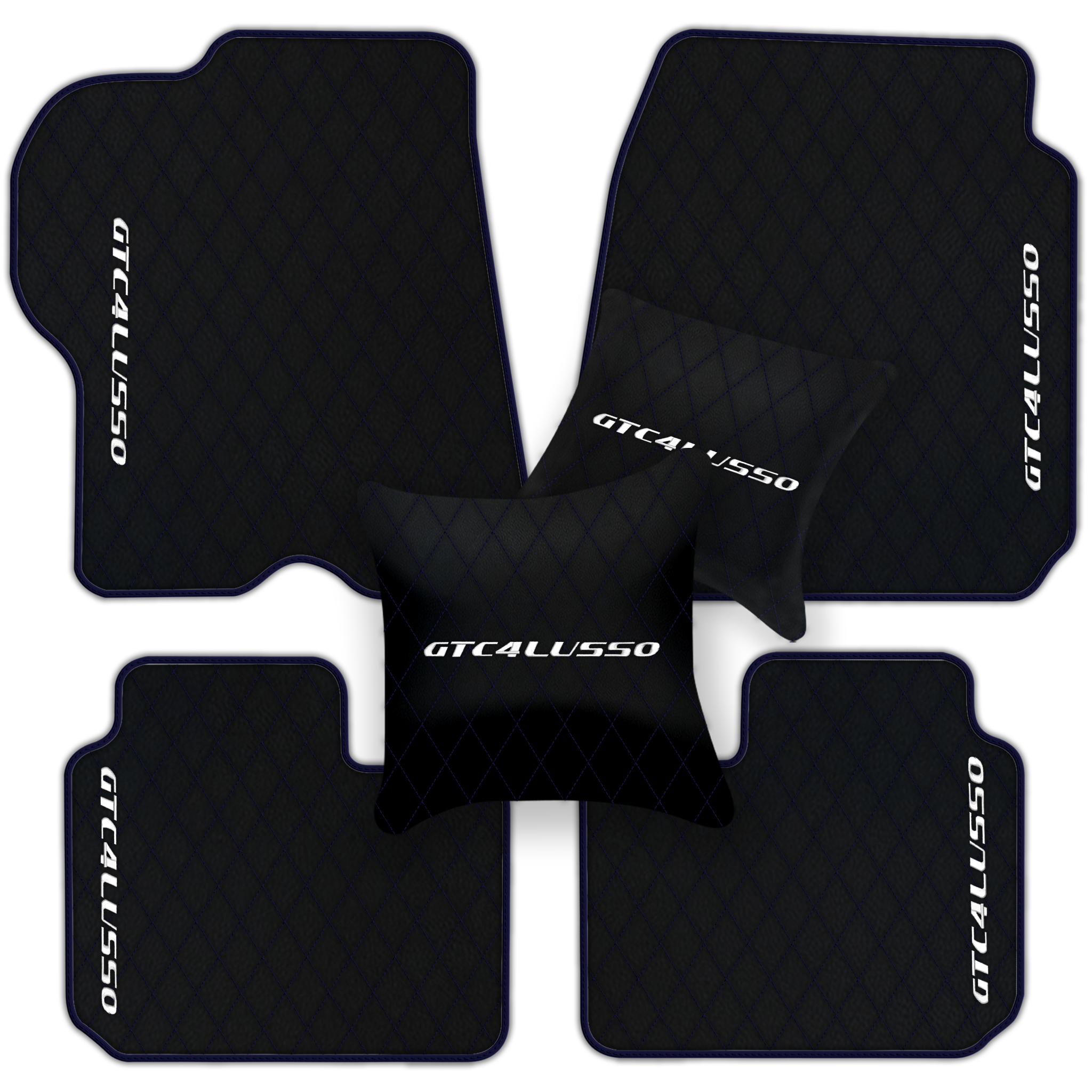 Luxury Black Leather Floor Mats for Ferrari Roma (2021-2024)