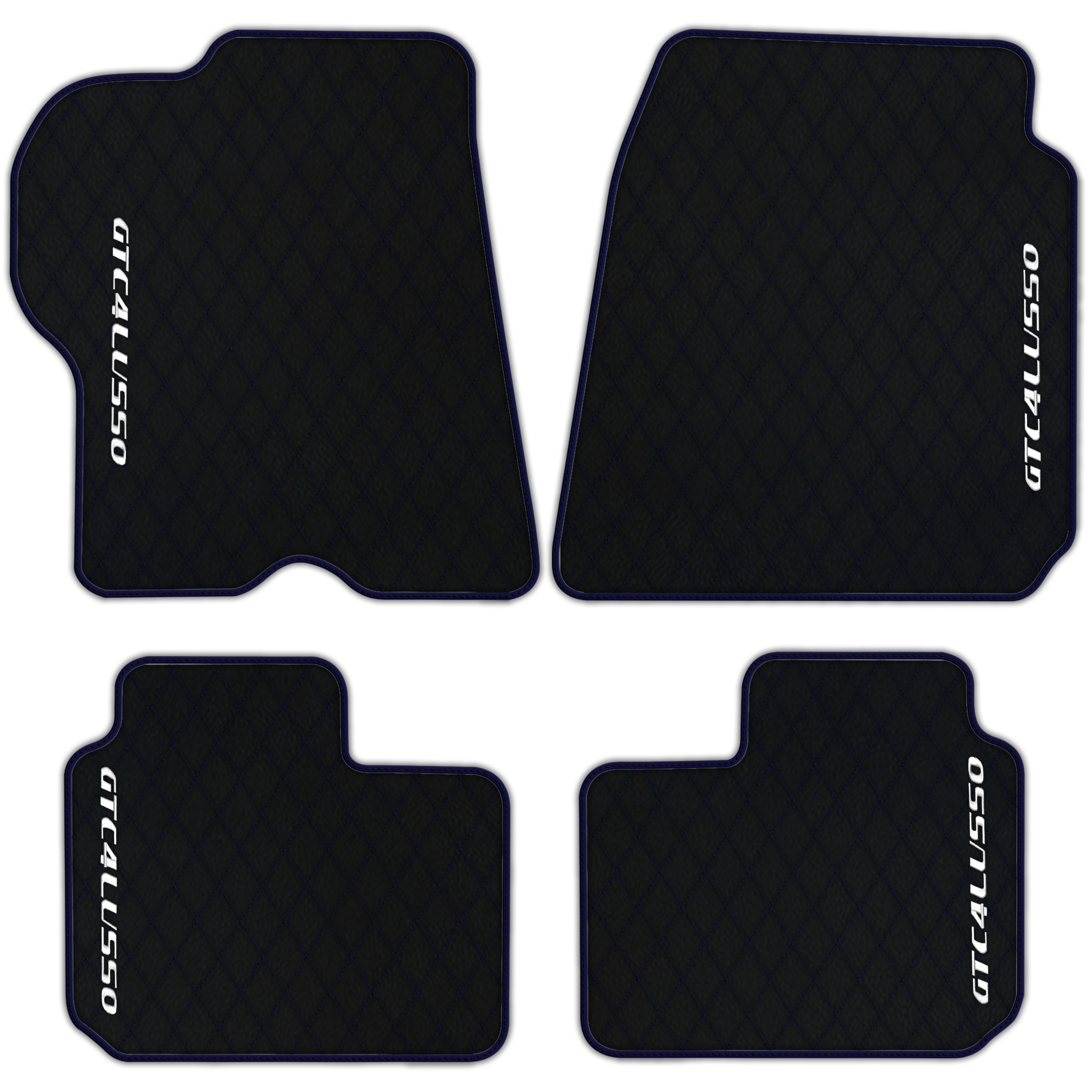 Luxury Black Leather Floor Mats for Ferrari Roma (2021-2024)