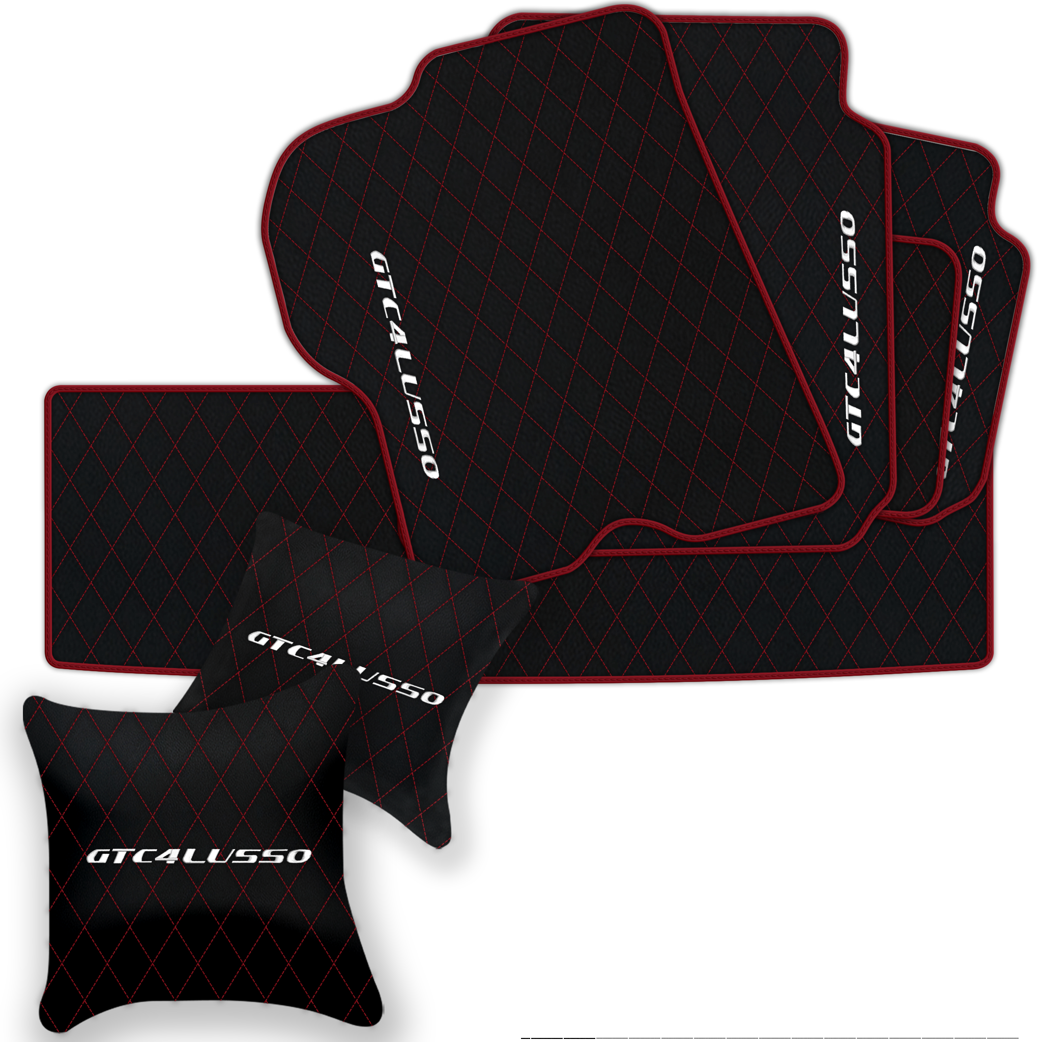 Luxury Black Leather Floor Mats for Ferrari Roma (2021-2024)