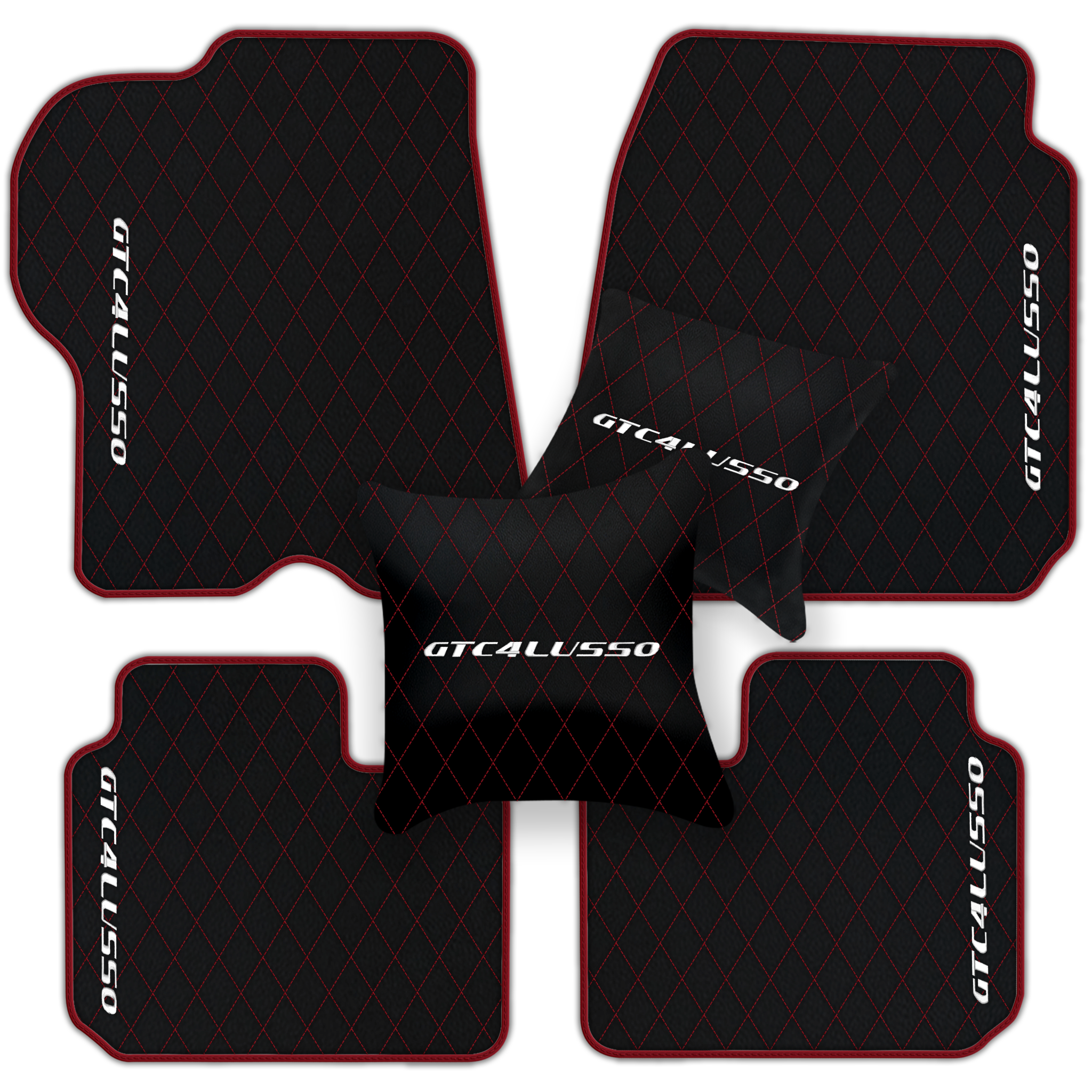 Luxury Black Leather Floor Mats for Ferrari Roma (2021-2024)