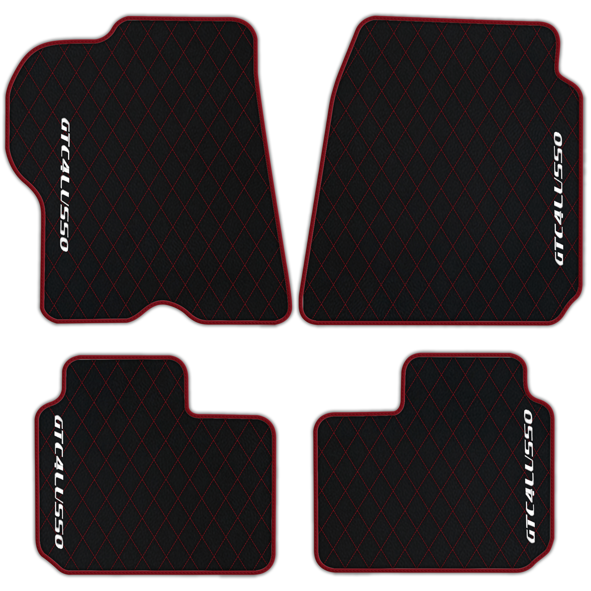 Luxury Black Leather Floor Mats for Ferrari Roma (2021-2024)