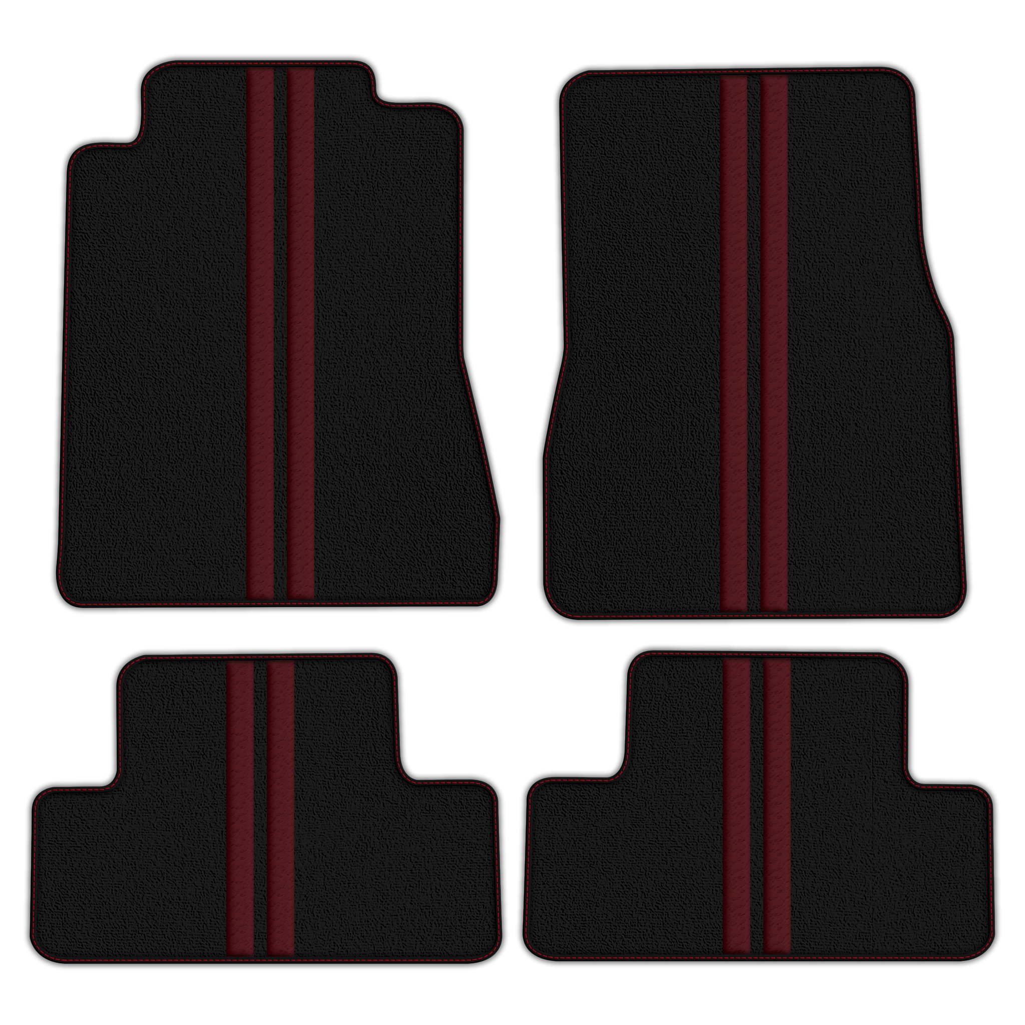 Black Floor Mats with Leather Line for Ford Mustang V FL (2011-2014) - Various Colors