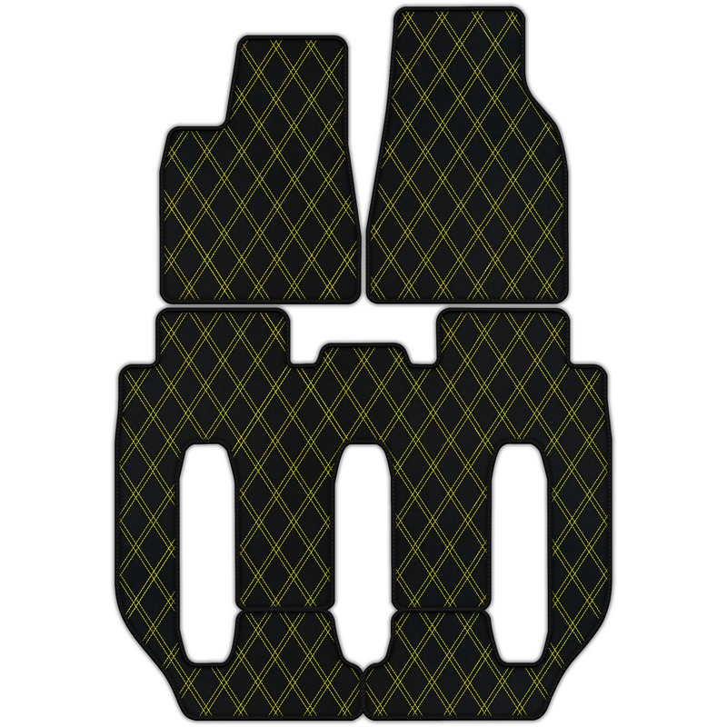 Customizable Leather Floor Mats with Double Diamond Pattern for Tesla Model X - 7 Seats (2016-2017)