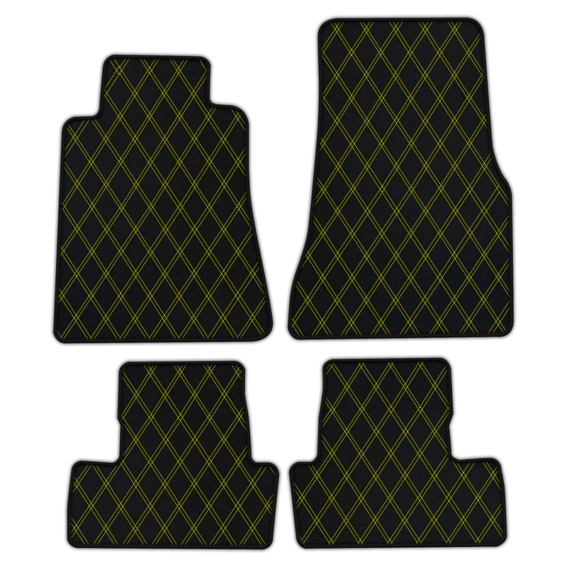 Customizable Leather Floor Mats with Double Diamond Pattern for Ford Mustang V (2004-2010)