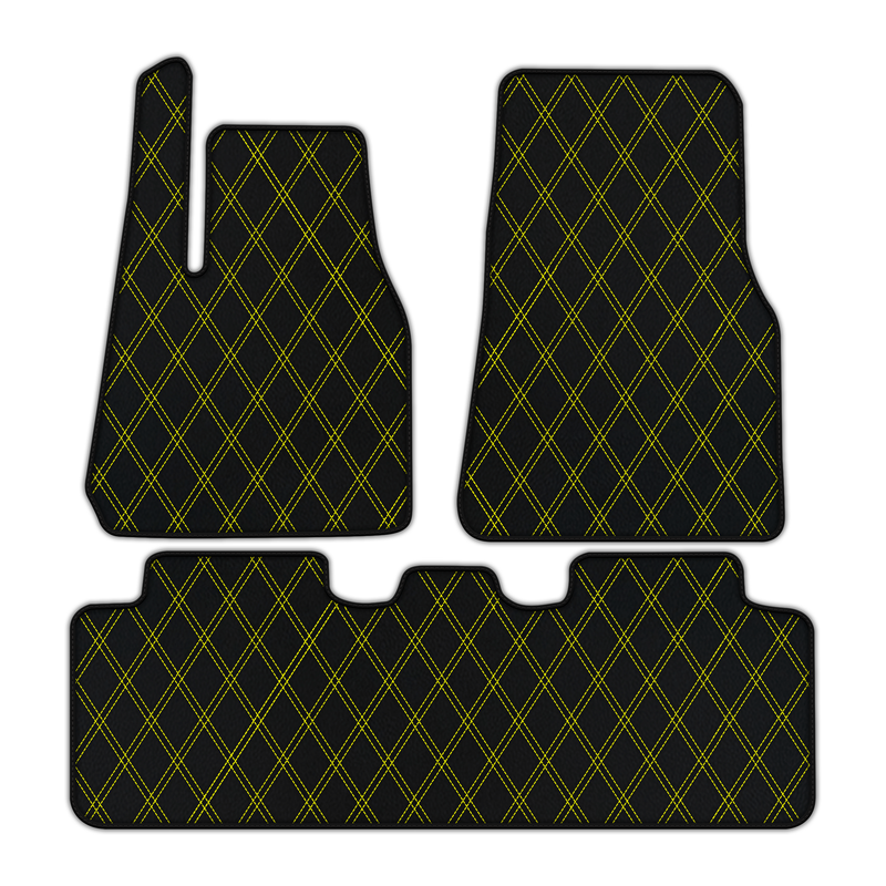Customizable Leather Floor Mats with Double Diamond Pattern for Tesla Model Y (2020-2023)