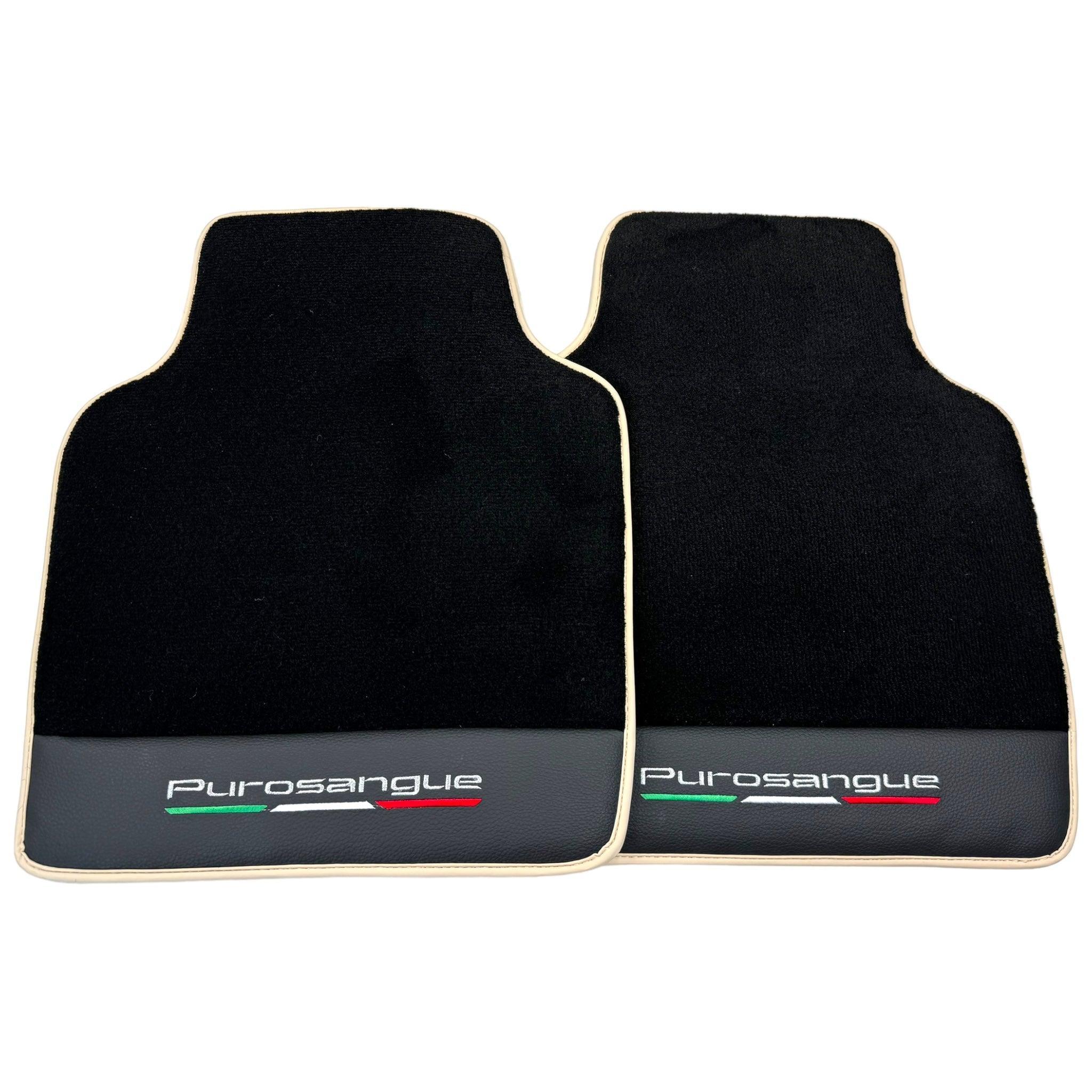Black Floor Mats for Ferrari Purosangue with Leather and Beige Trim | Italian Edition - AutoWin
