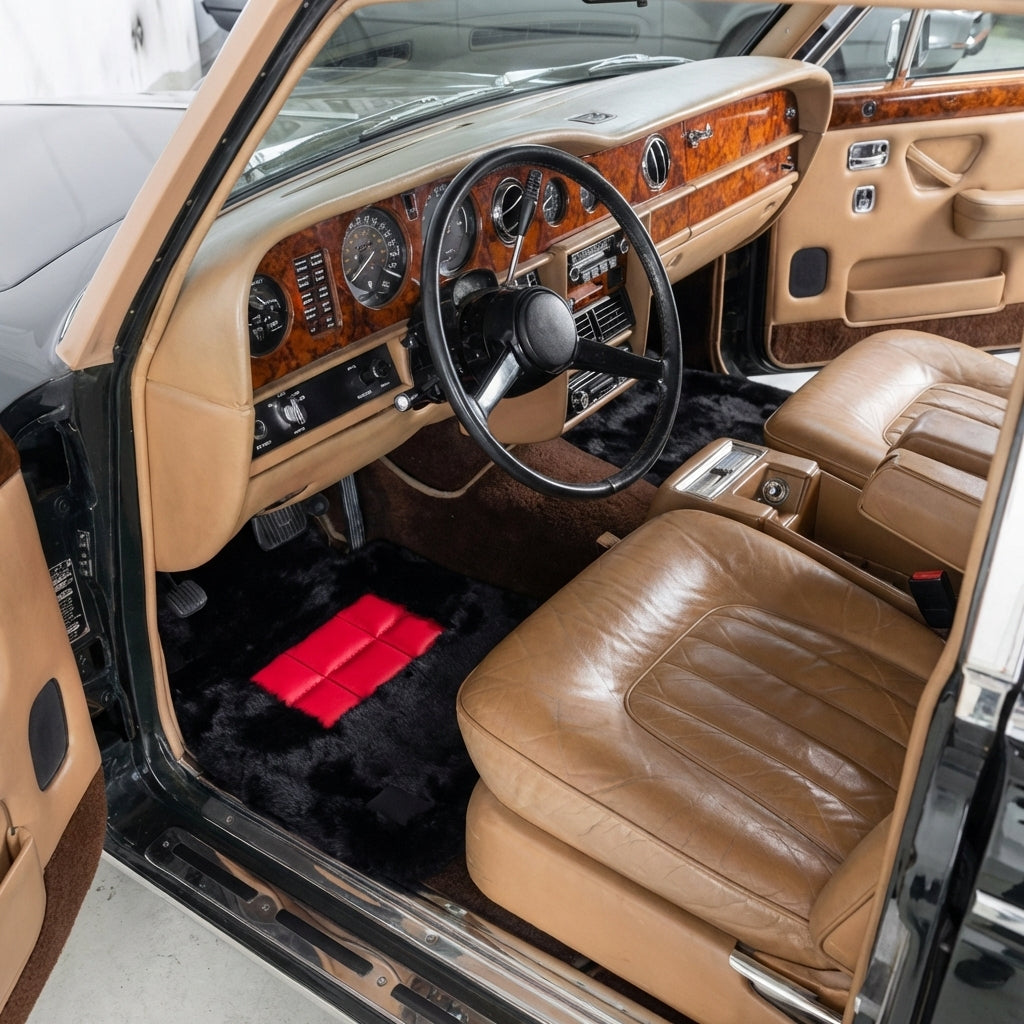 Dark Blue Sheepskin Floor Mats for Rolls-Royce Wraith (2013–2023) - AutoWin