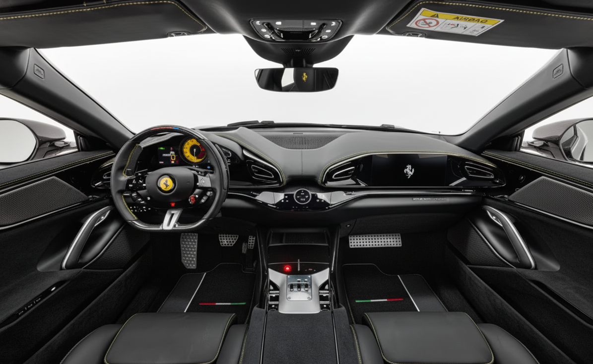 Customizable Floor Mats From Carpet With Leather for Ferrari Purosangue (2023-2024) - AutoWin