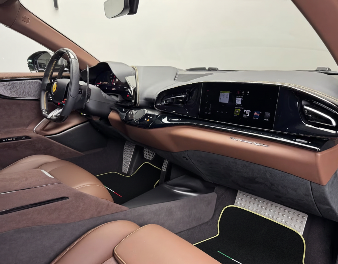 Customizable Floor Mats From Carpet With Leather for Ferrari Purosangue (2023-2024) - AutoWin