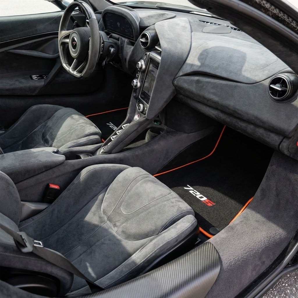 Floor Mats For McLaren 720S Black Tailored Carpets With Carbon - AutoWin