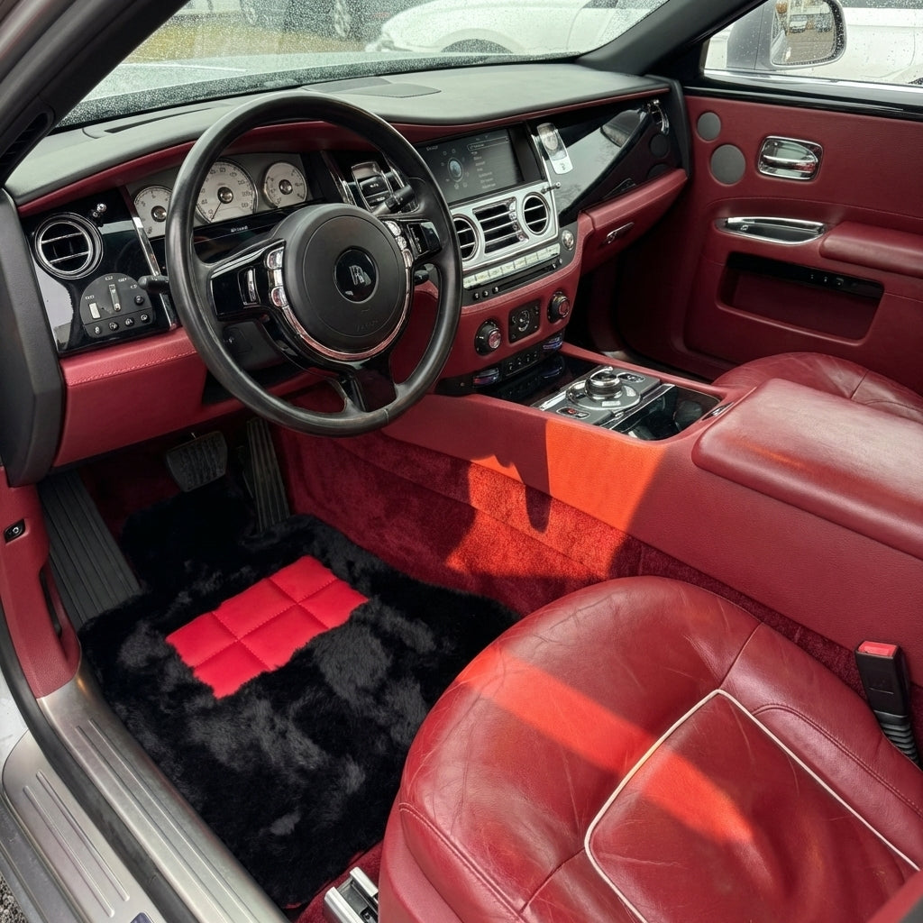 Custom Black Floor Mats for Rolls Royce Ghost Series II (2021-2024) with Yellow Leather - AutoWin