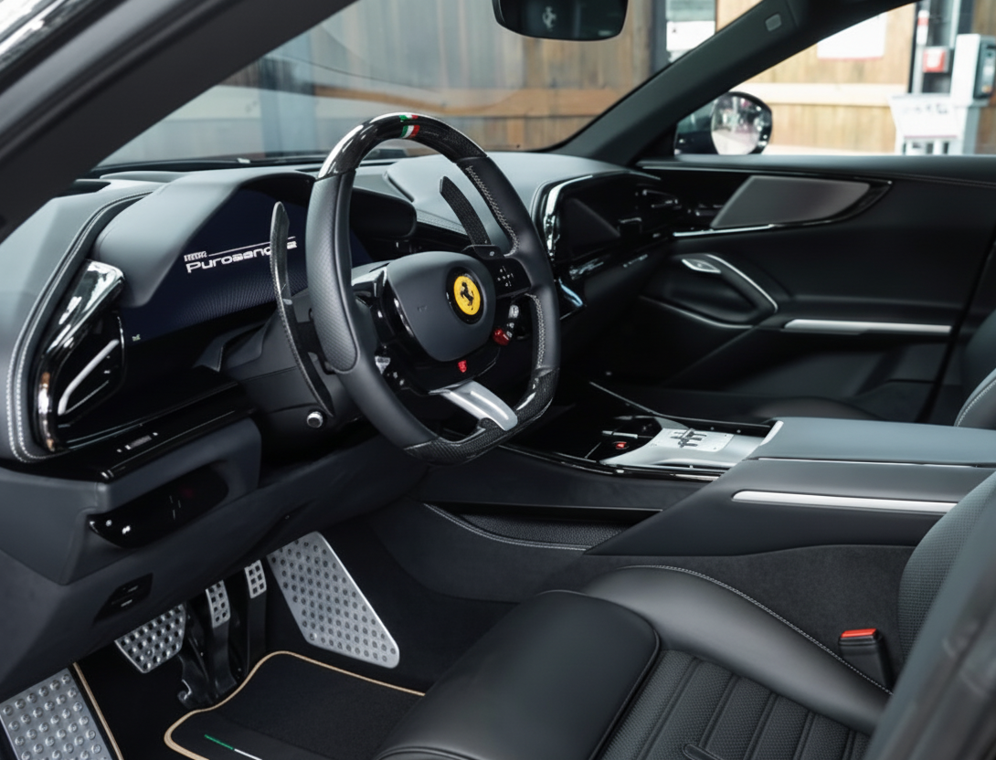 Customizable Floor Mats From Carpet With Leather for Ferrari Purosangue (2023-2024) - AutoWin